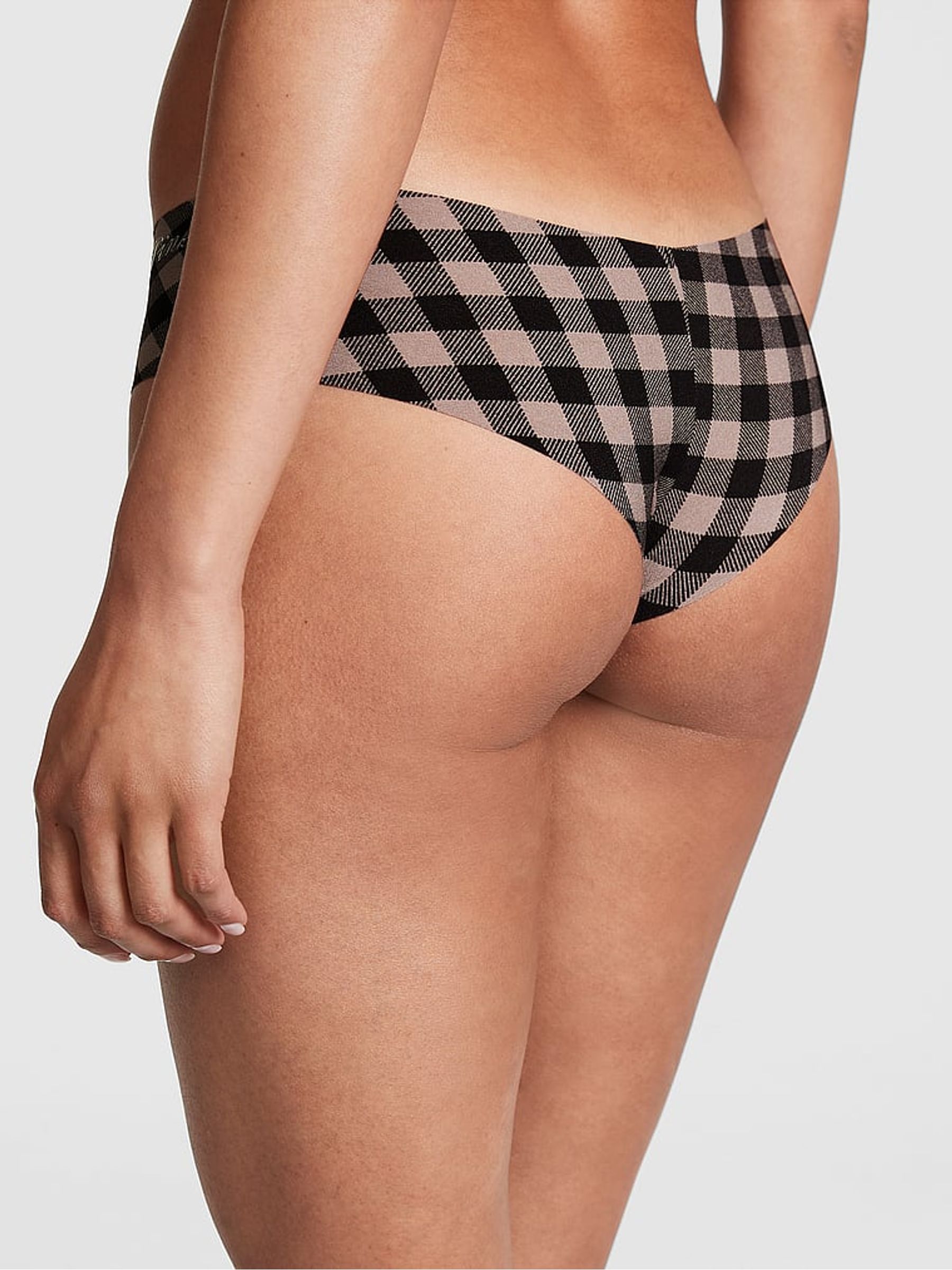 Iced Coffee Brown Plaid No Show Cheeky Knickers - Image 2 of 3