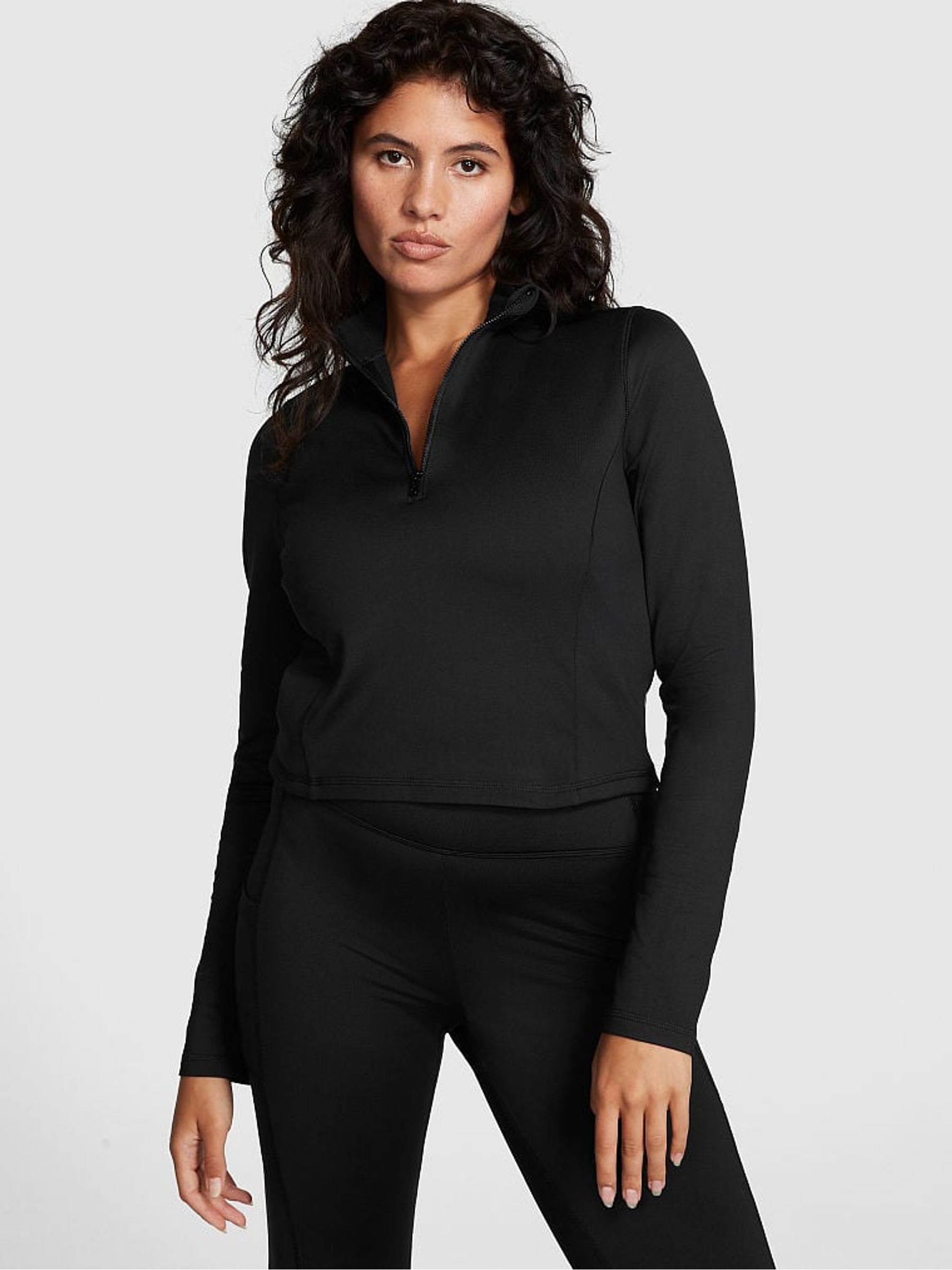 Pure Black Active Half Zip Sweat Top - Image 1 of 4
