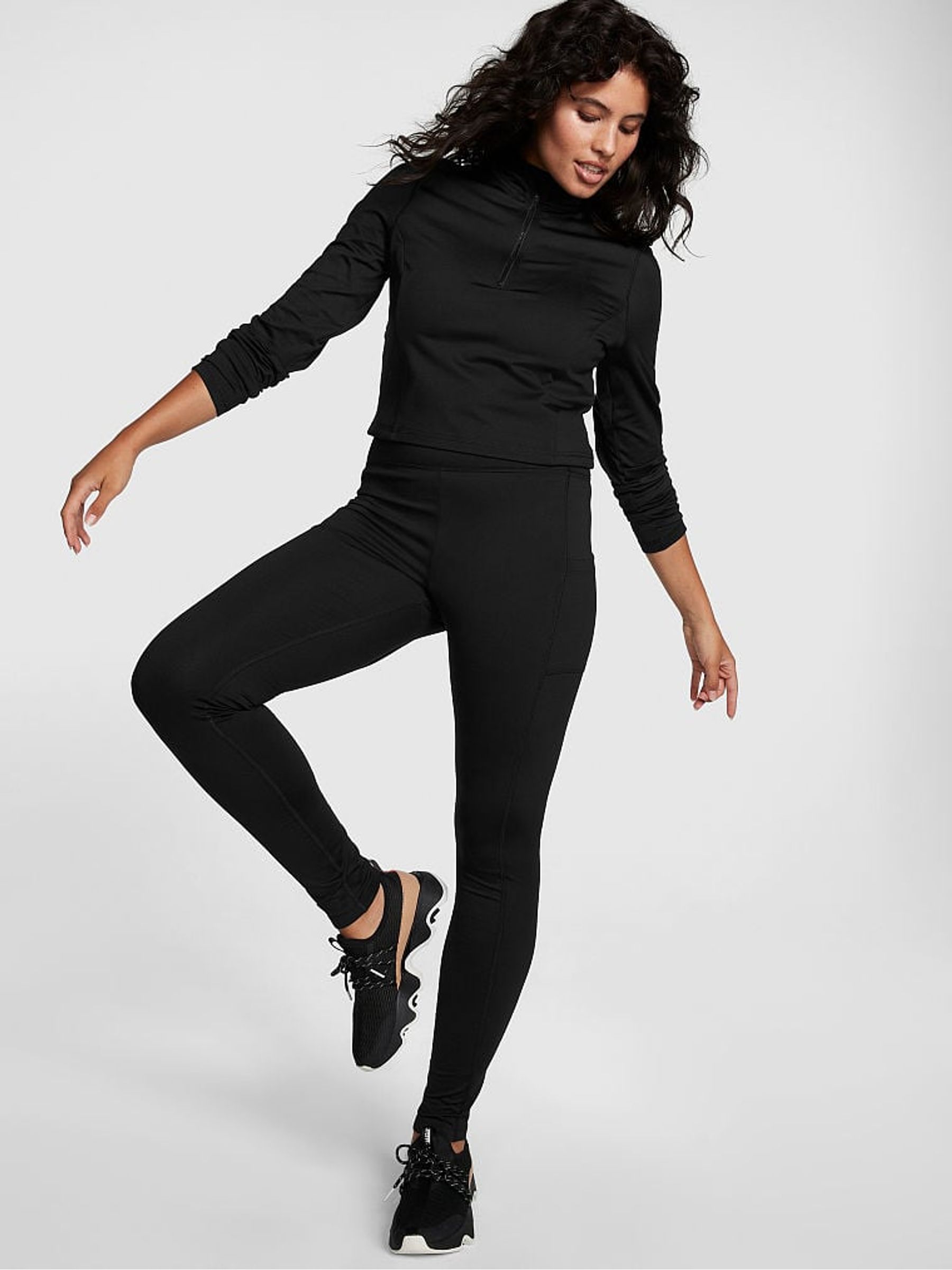 Pure Black Active Half Zip Sweat Top - Image 3 of 4