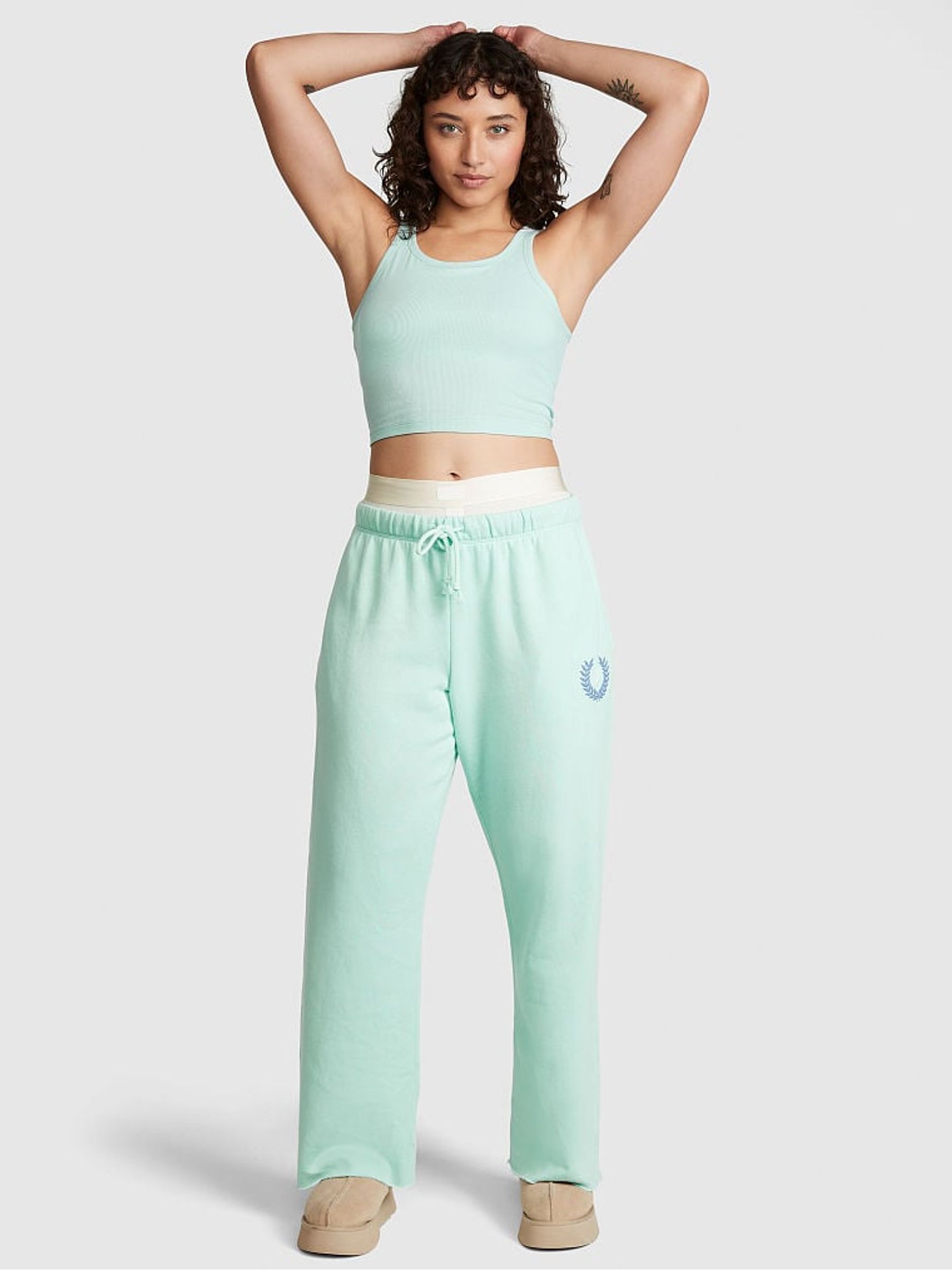 Opal Blue Crop Ribbed Tank Top - Image 3 of 4