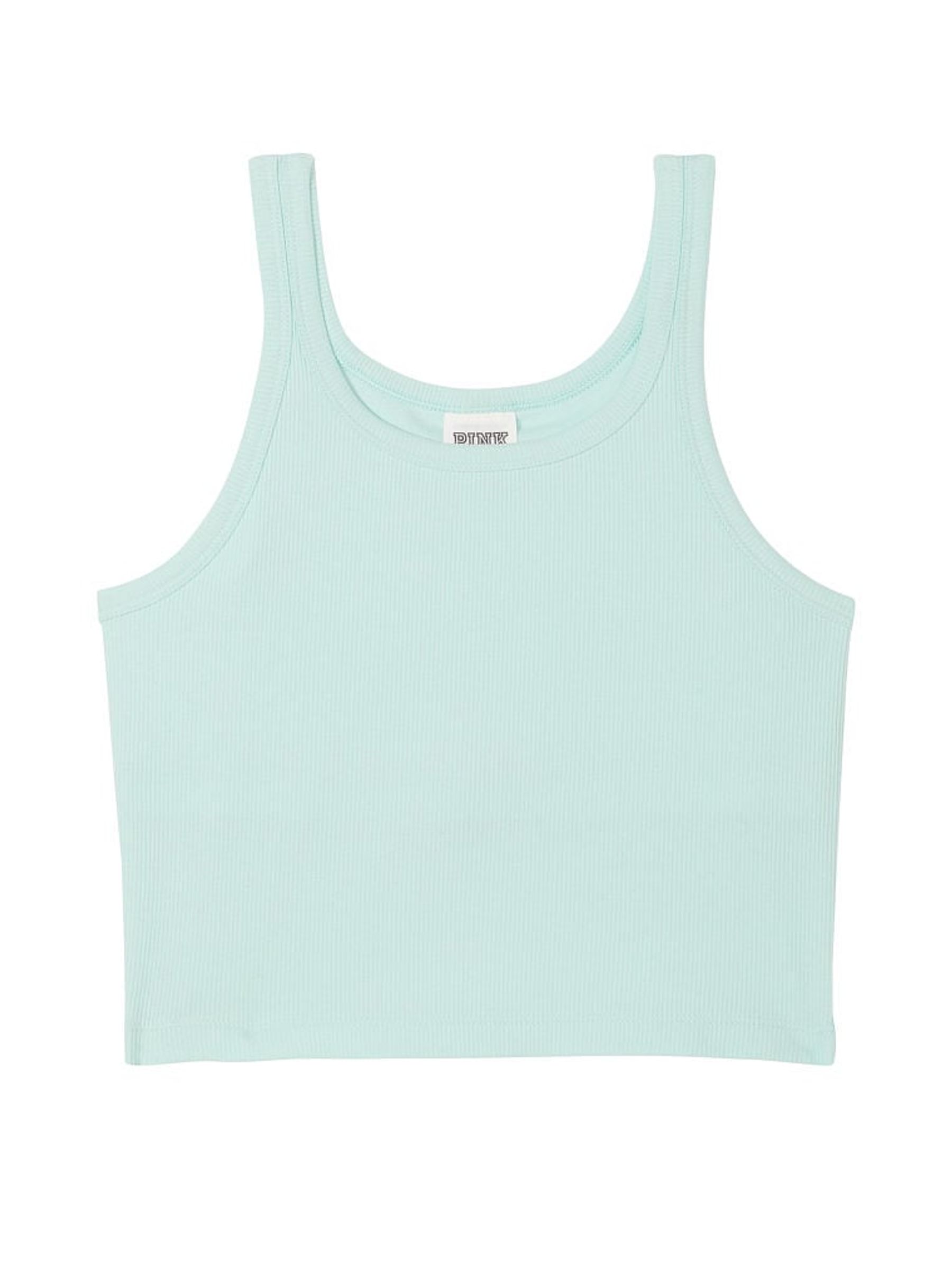 Opal Blue Crop Ribbed Tank Top - Image 4 of 4