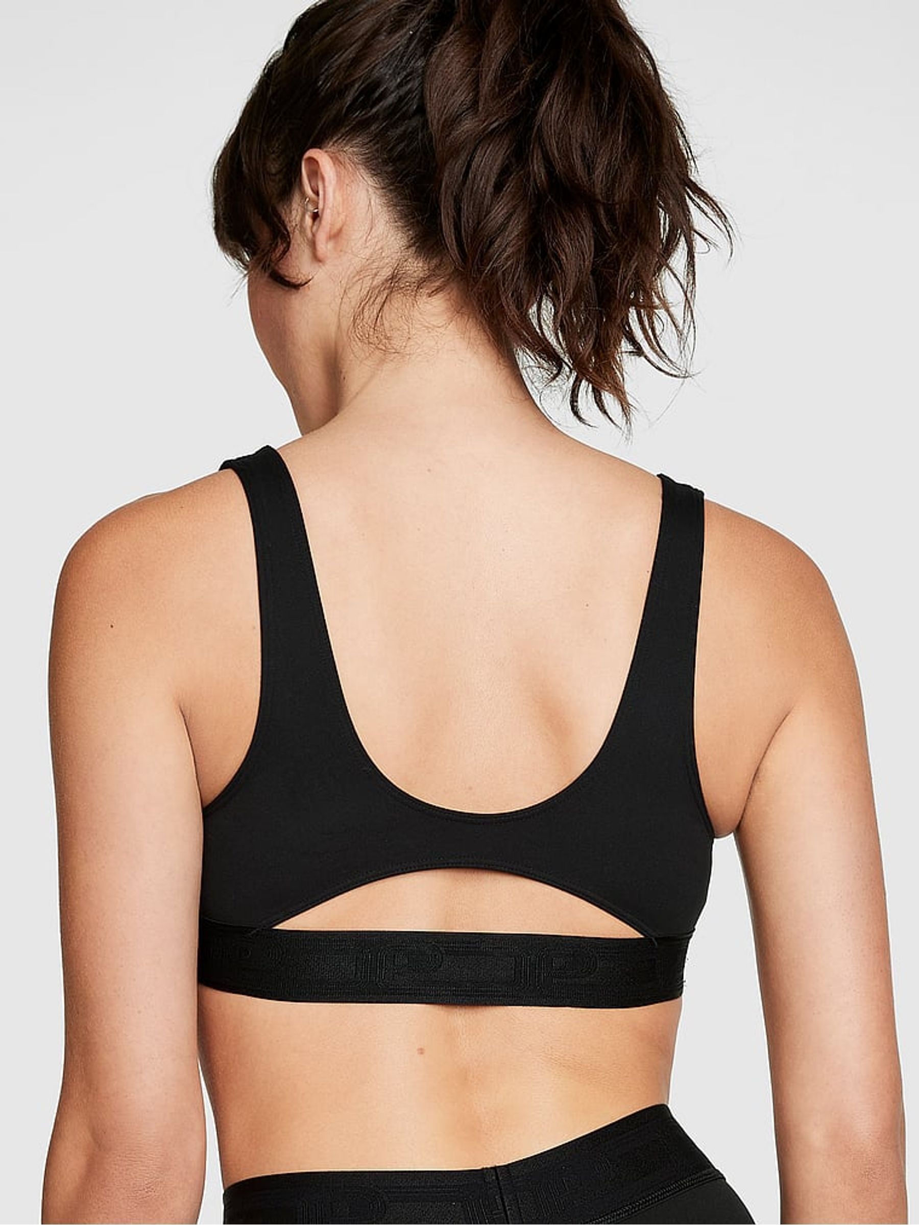 Pure Black Non Wired Lightly Lined Low Impact Sports Bra - Image 2 of 4