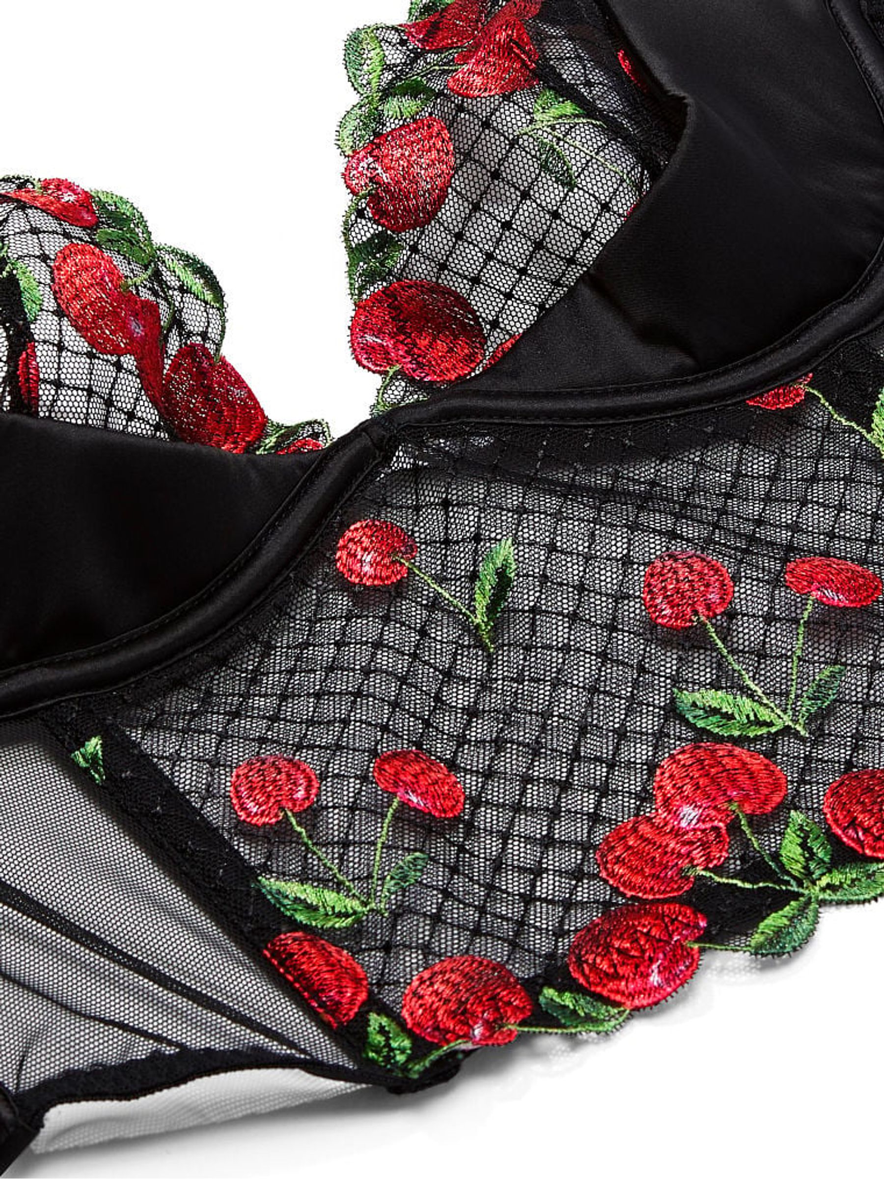 Cherry Black Quarter Cup Embroidered Corset Bra Top - Image 5 of 5