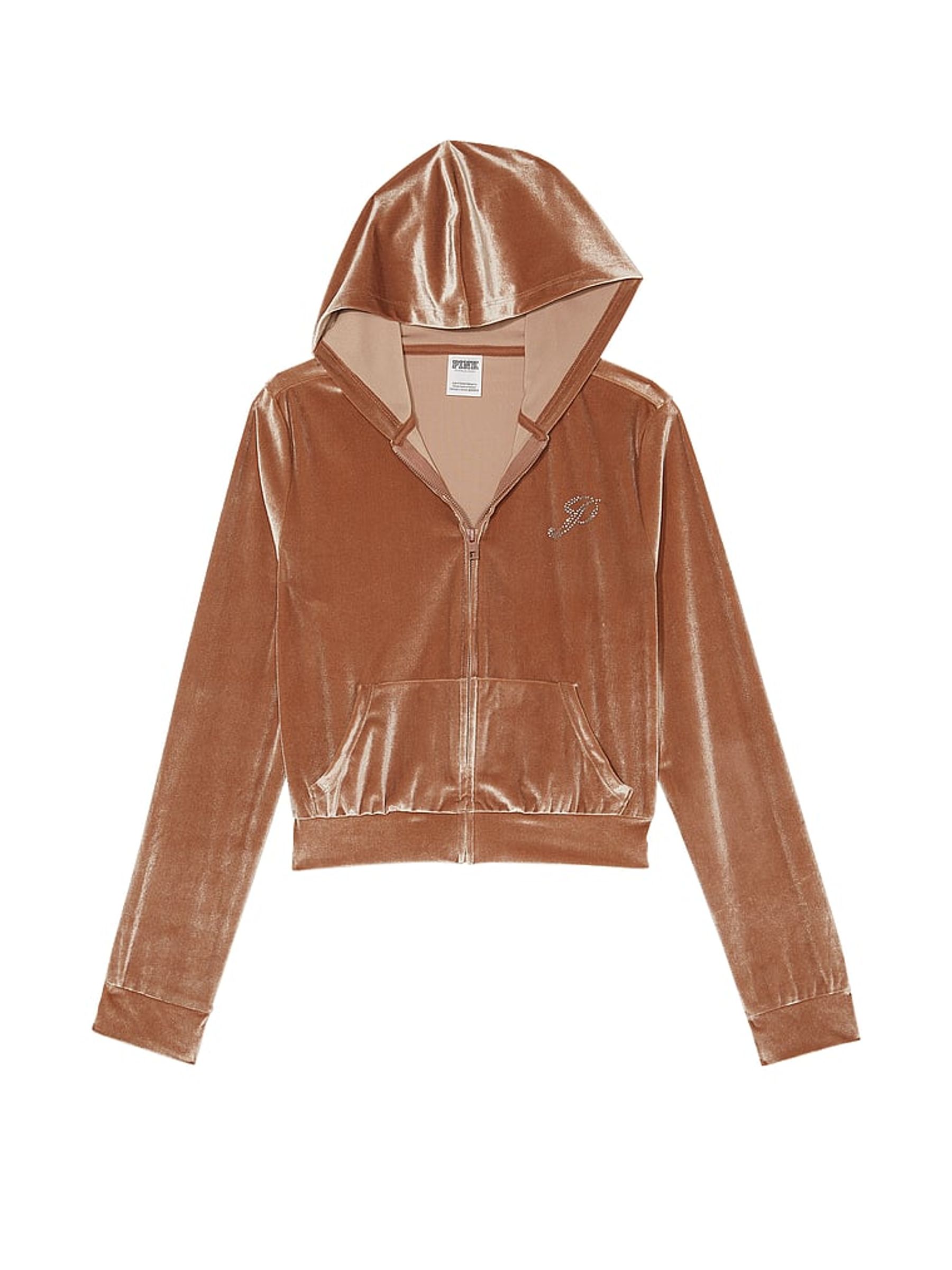 Caramel Kiss Brown Velour Logo Shine Hoodie - Image 3 of 3