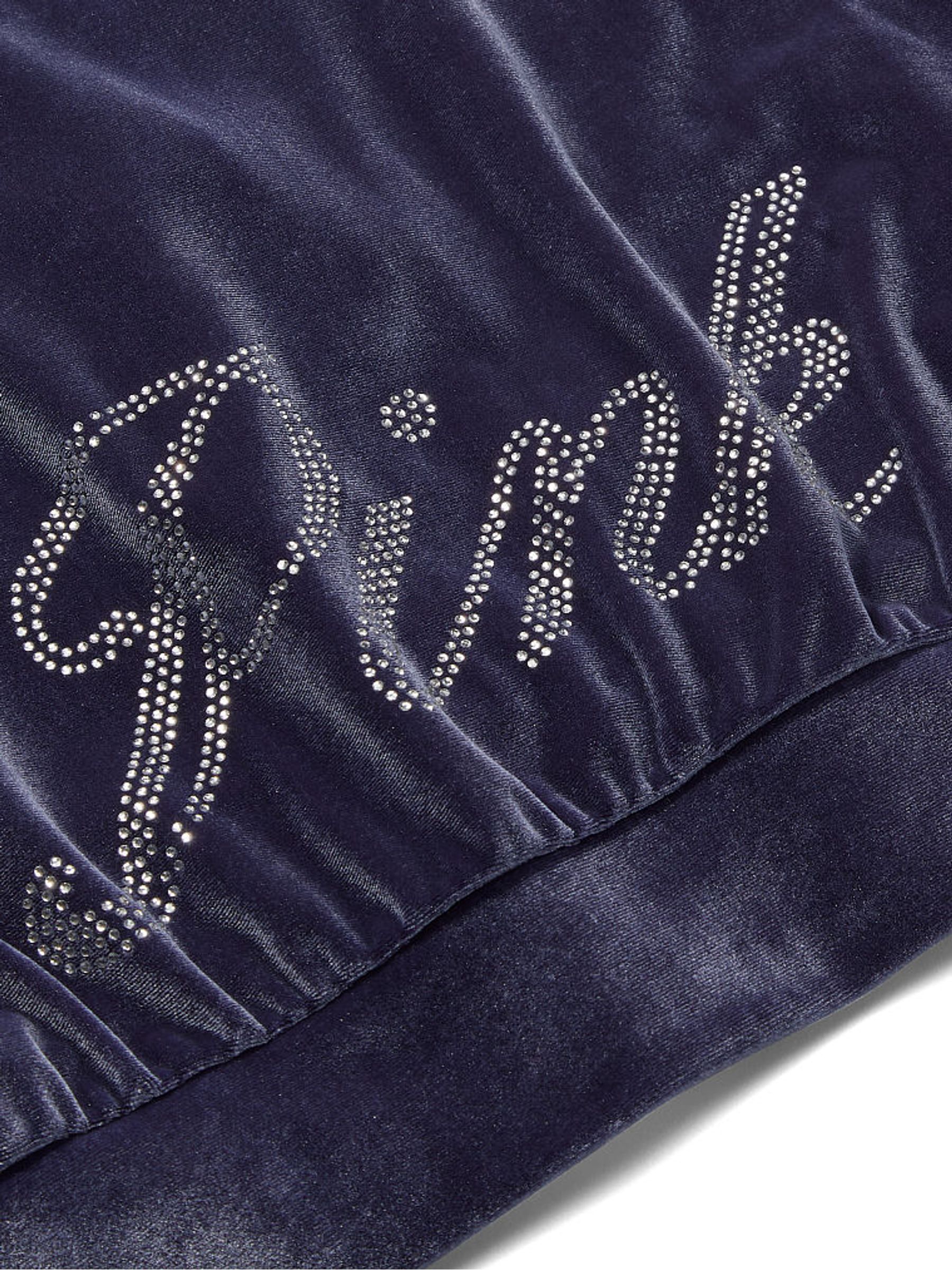 Midnight Navy Blue Velour Logo Shine Hoodie - Image 3 of 3
