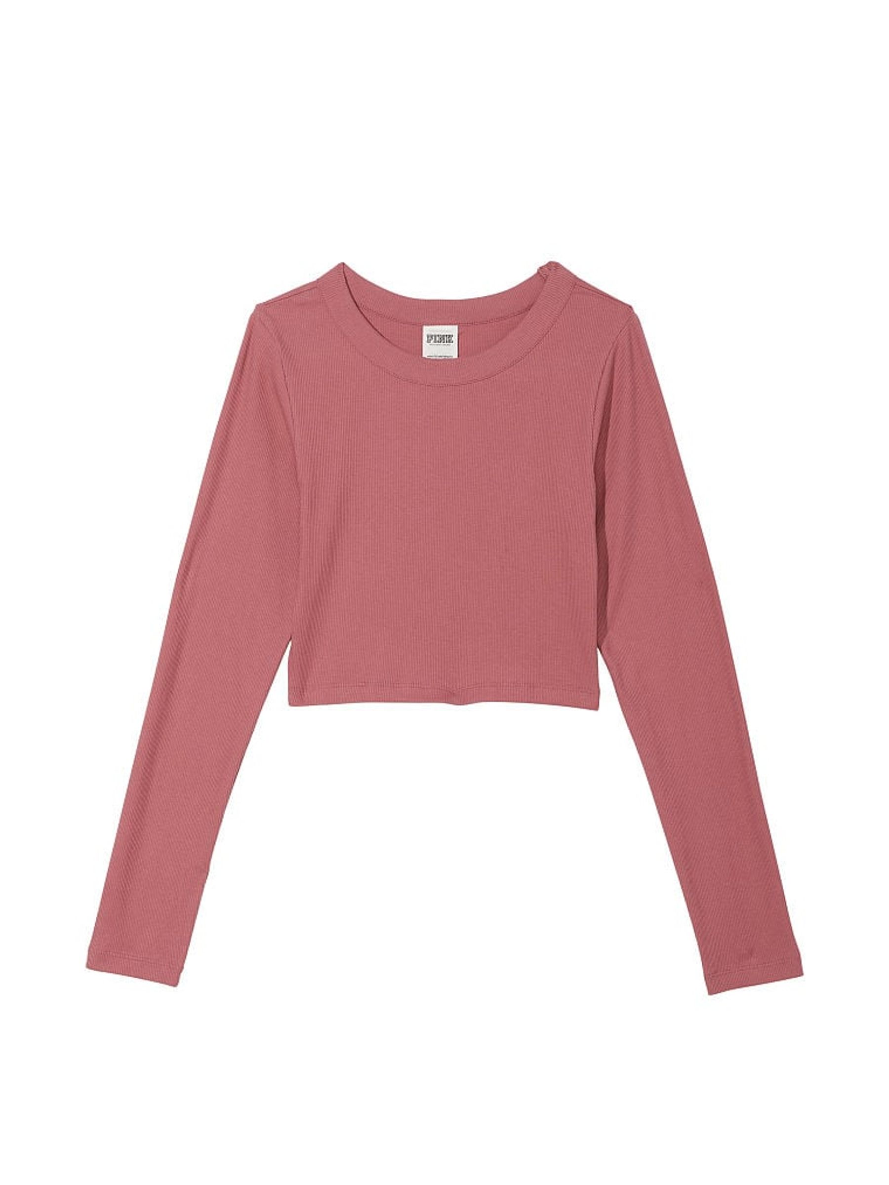 Soft Begonia Pink Long Sleeve Ribbed Crop Top - Image 4 of 4