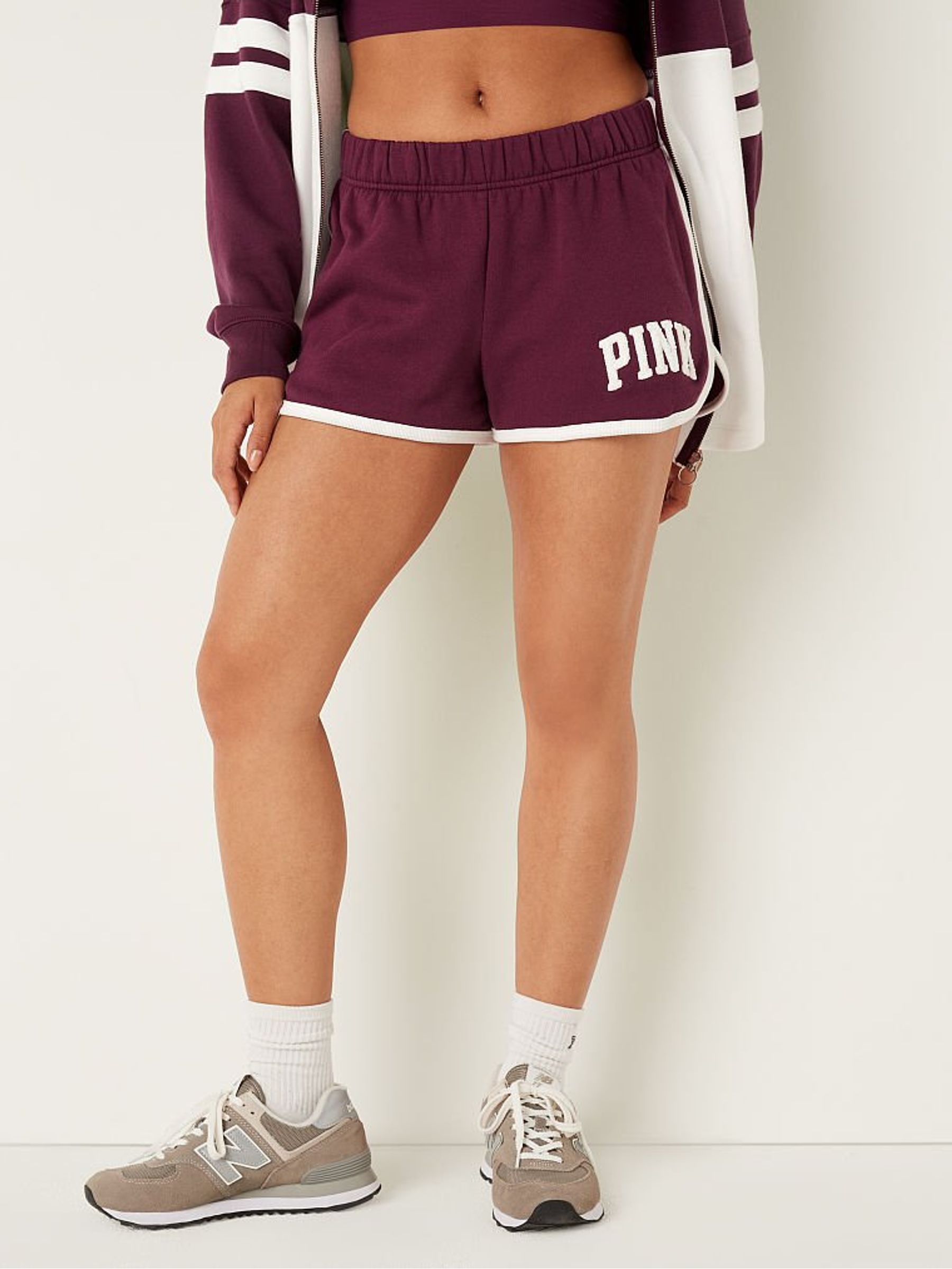 Rich Maroon Red Fleece Varsity Short - Image 1 of 4