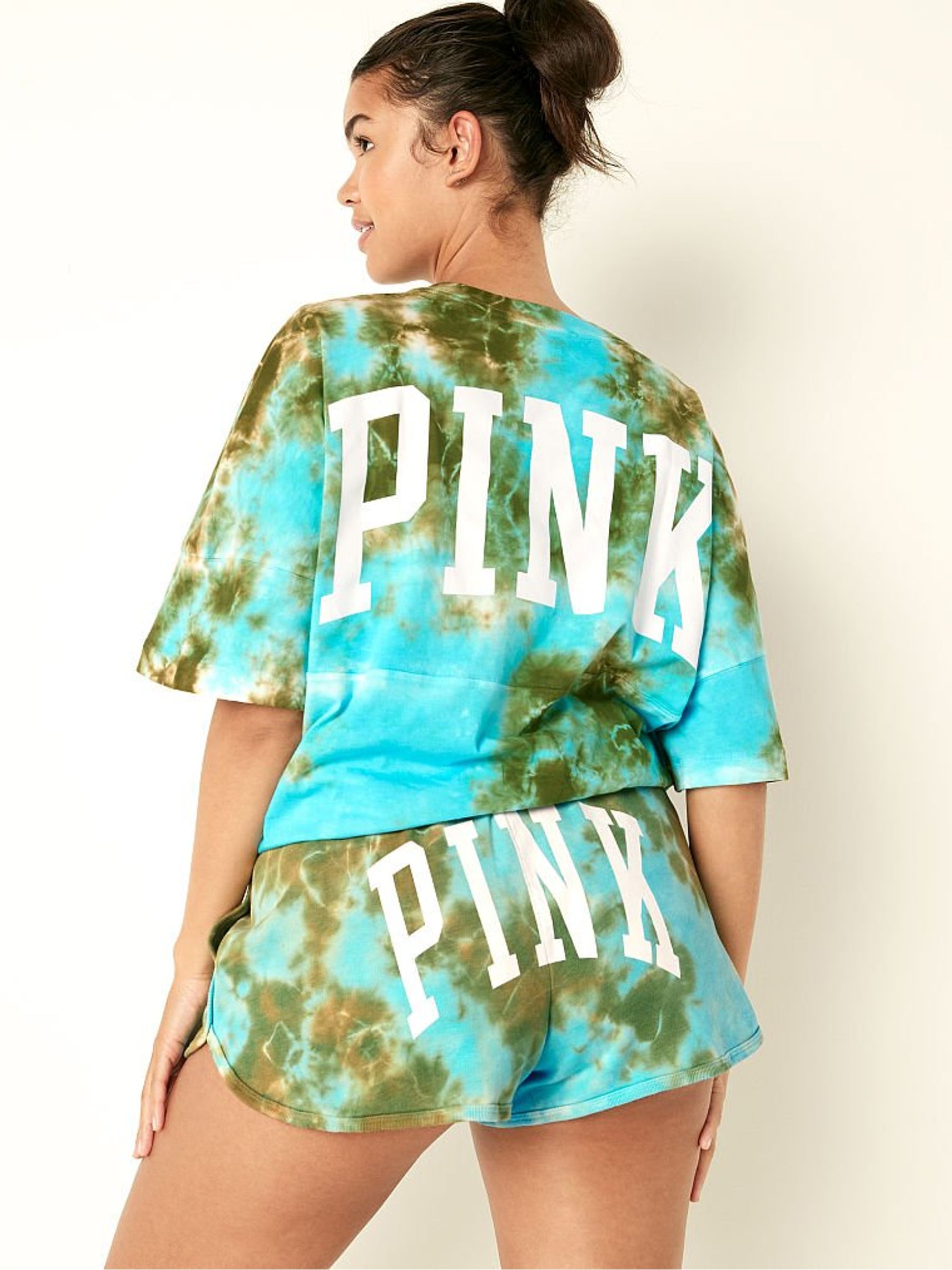 Blue Green Tie Dye Sweat Shorts - Image 2 of 5 Blue Green Tie Dye Sweat Shorts - Image 2 of 5