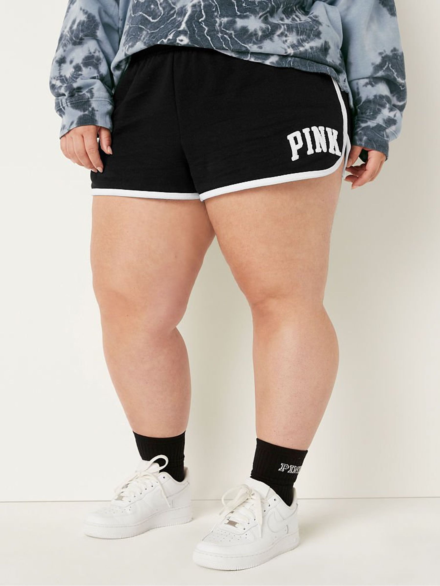 Pure Black " Curved Hem Sweat Shorts - Image 1 of 3