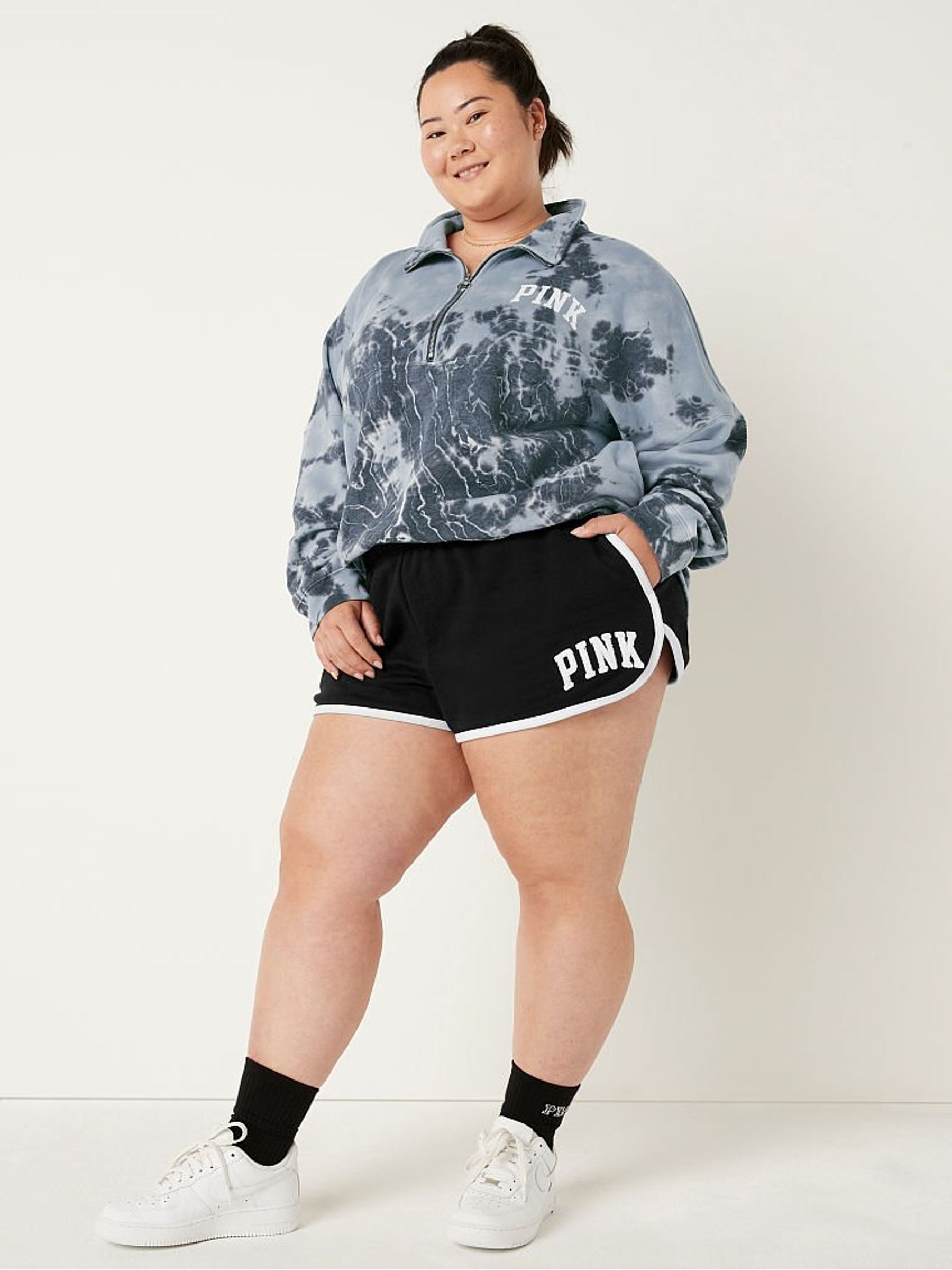 Pure Black " Curved Hem Sweat Shorts - Image 2 of 3