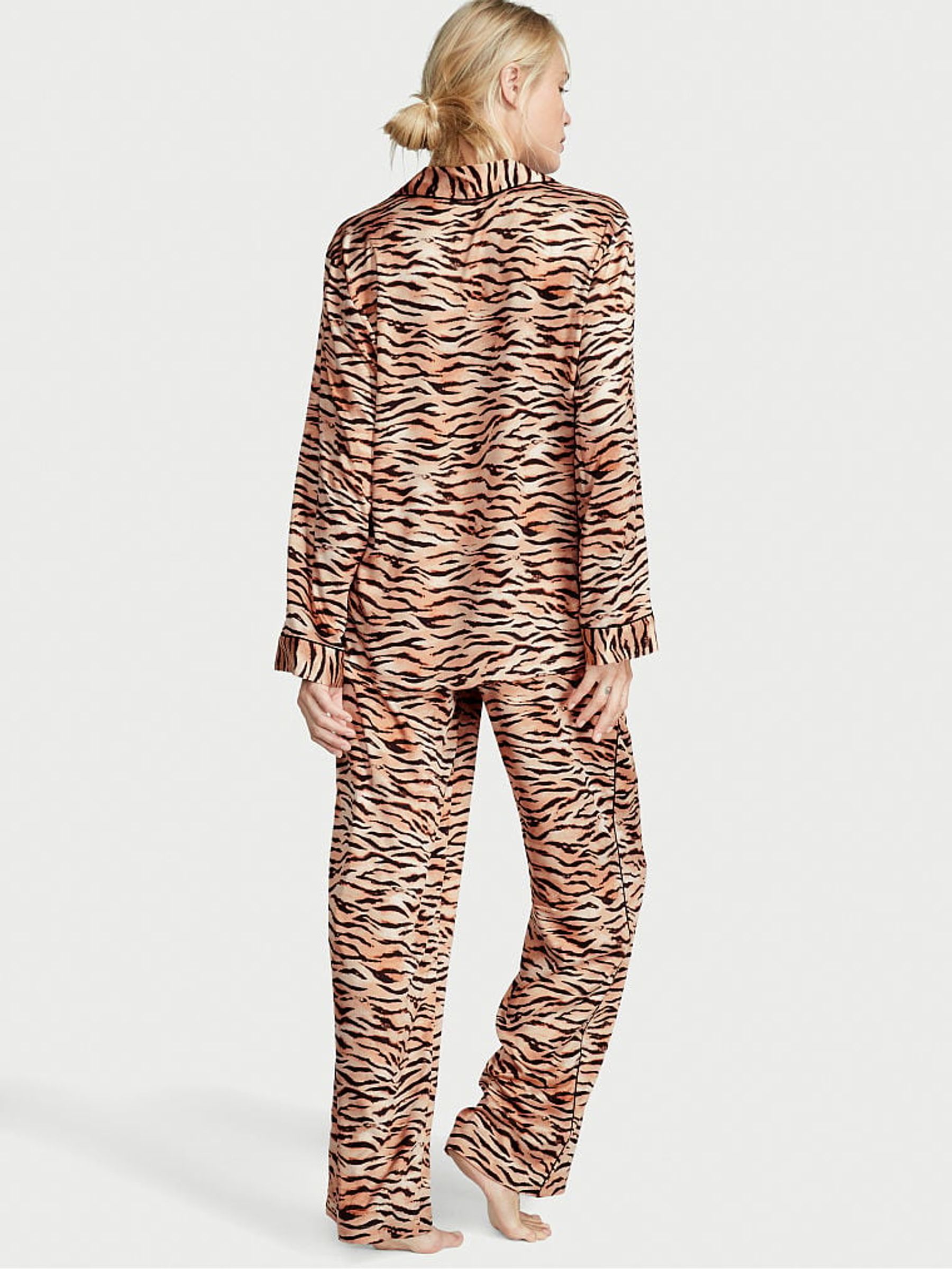 Nude Tiger Print Satin Long Pyjama Set - Image 2 of 4