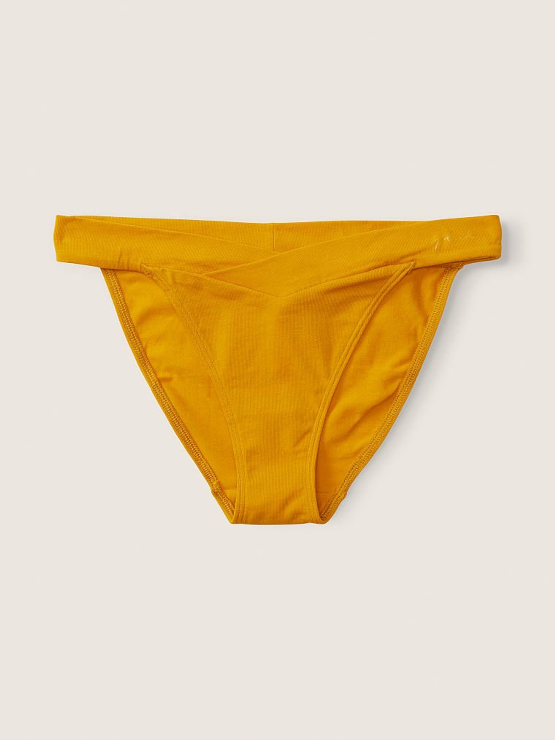 Golden Mustard Yellow Crossover Cotton Bikini Knickers - Image 1 of 1