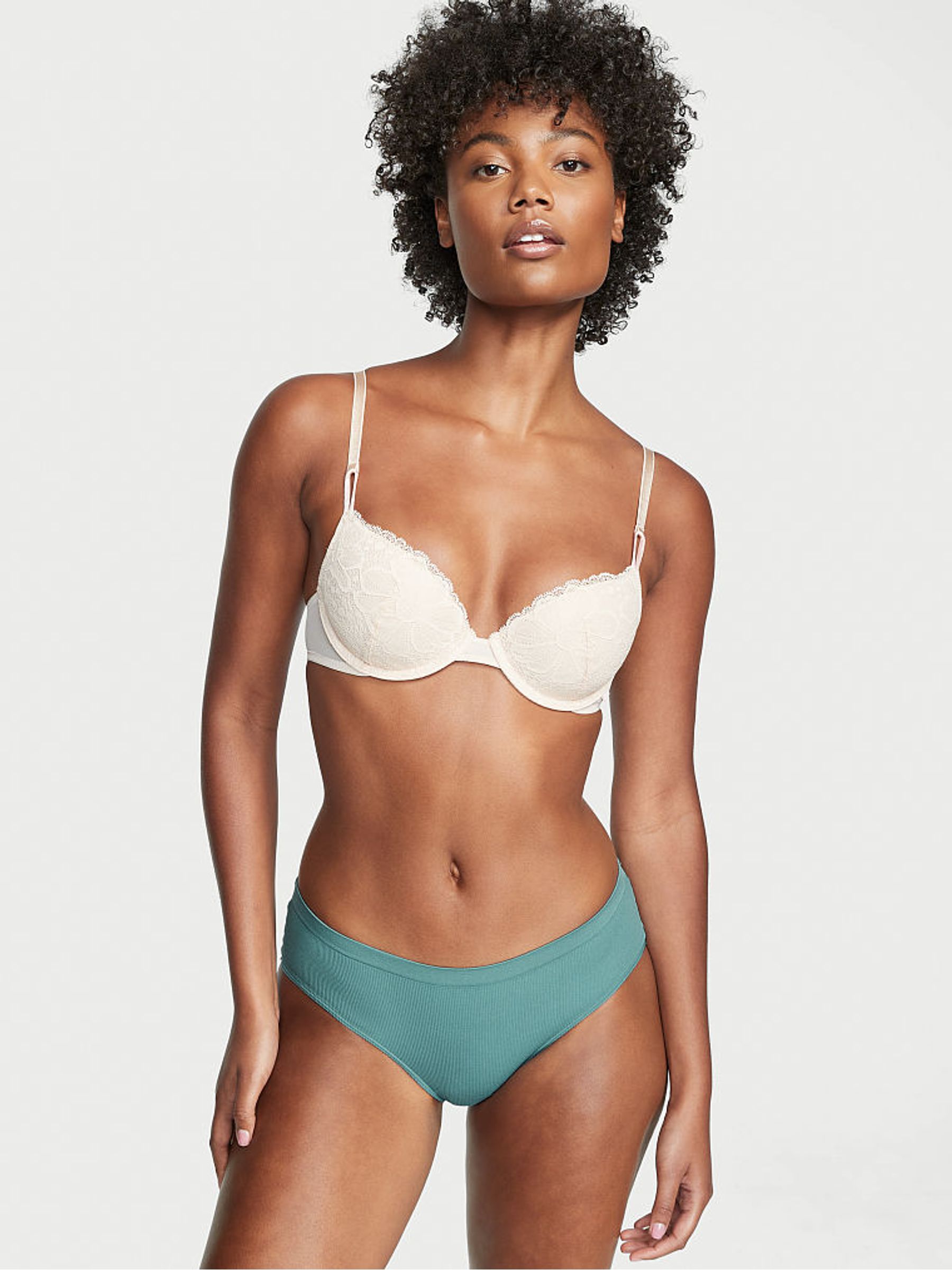 French Sage Seamless Ribbed Hipster Knickers - Image 1 of 3