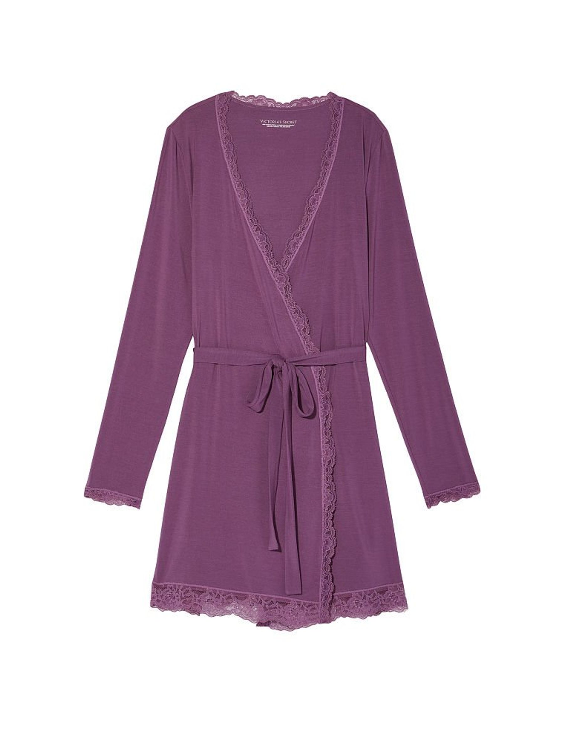 Mystified Purple Modal Lace Trim Robe - Image 3 of 3