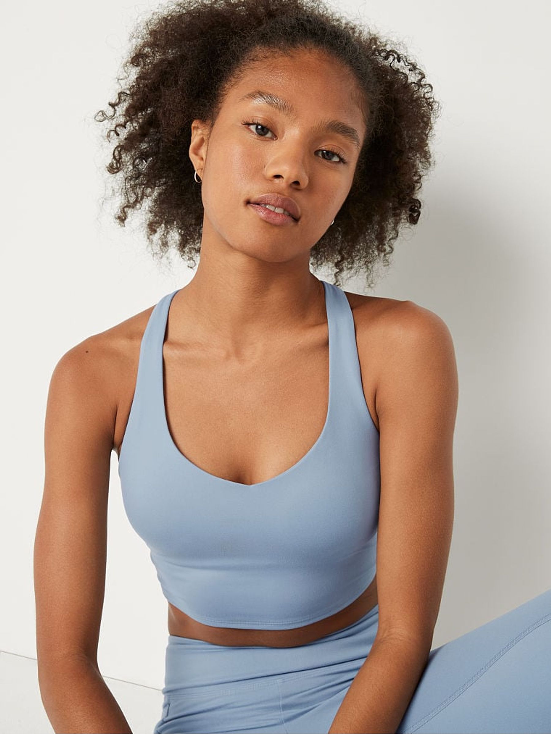 Chalk Blue Seamless Lightly Lined Low Impact Sports Bra - Image 3 of 4