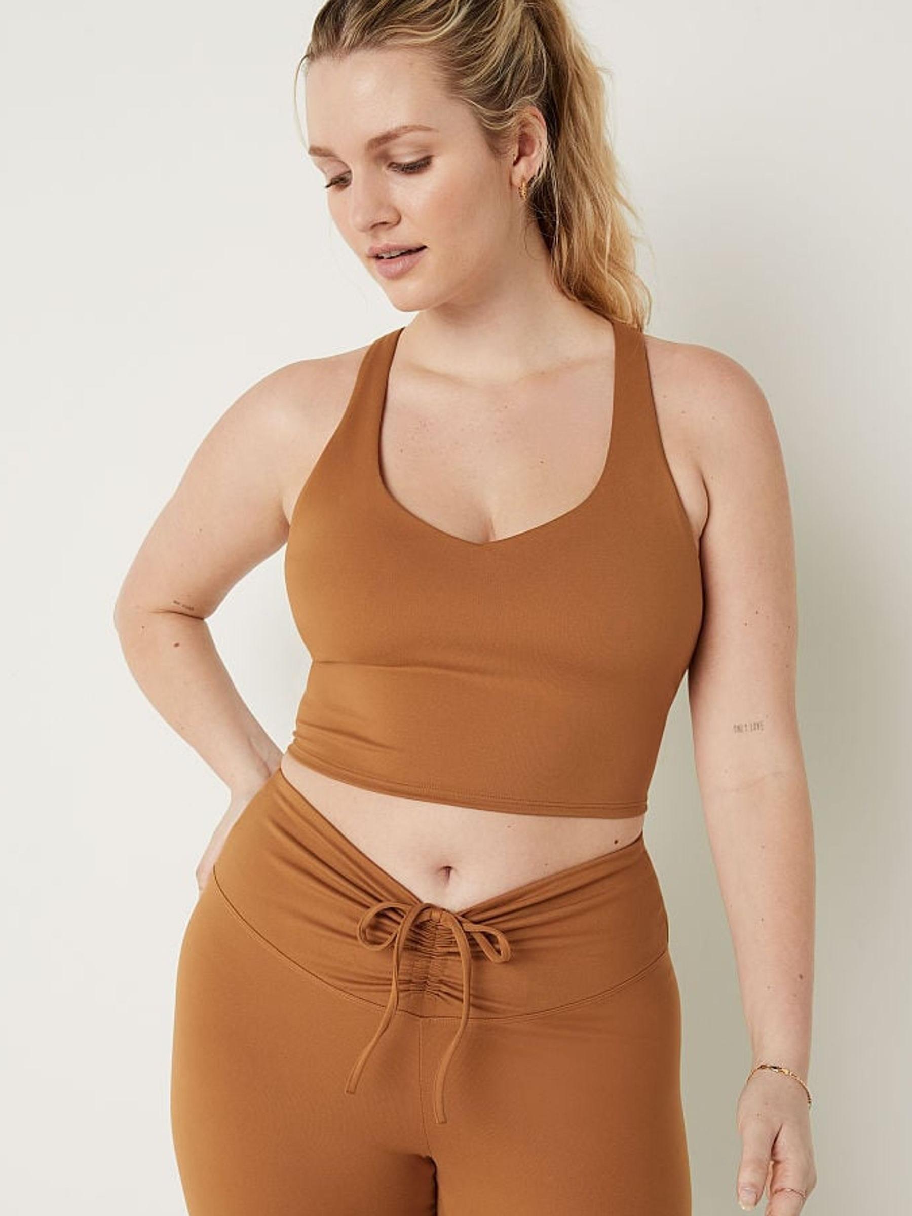 Warm Brown Smooth Lightly Lined Low Impact Sport Crop Top - Image 2 of 4