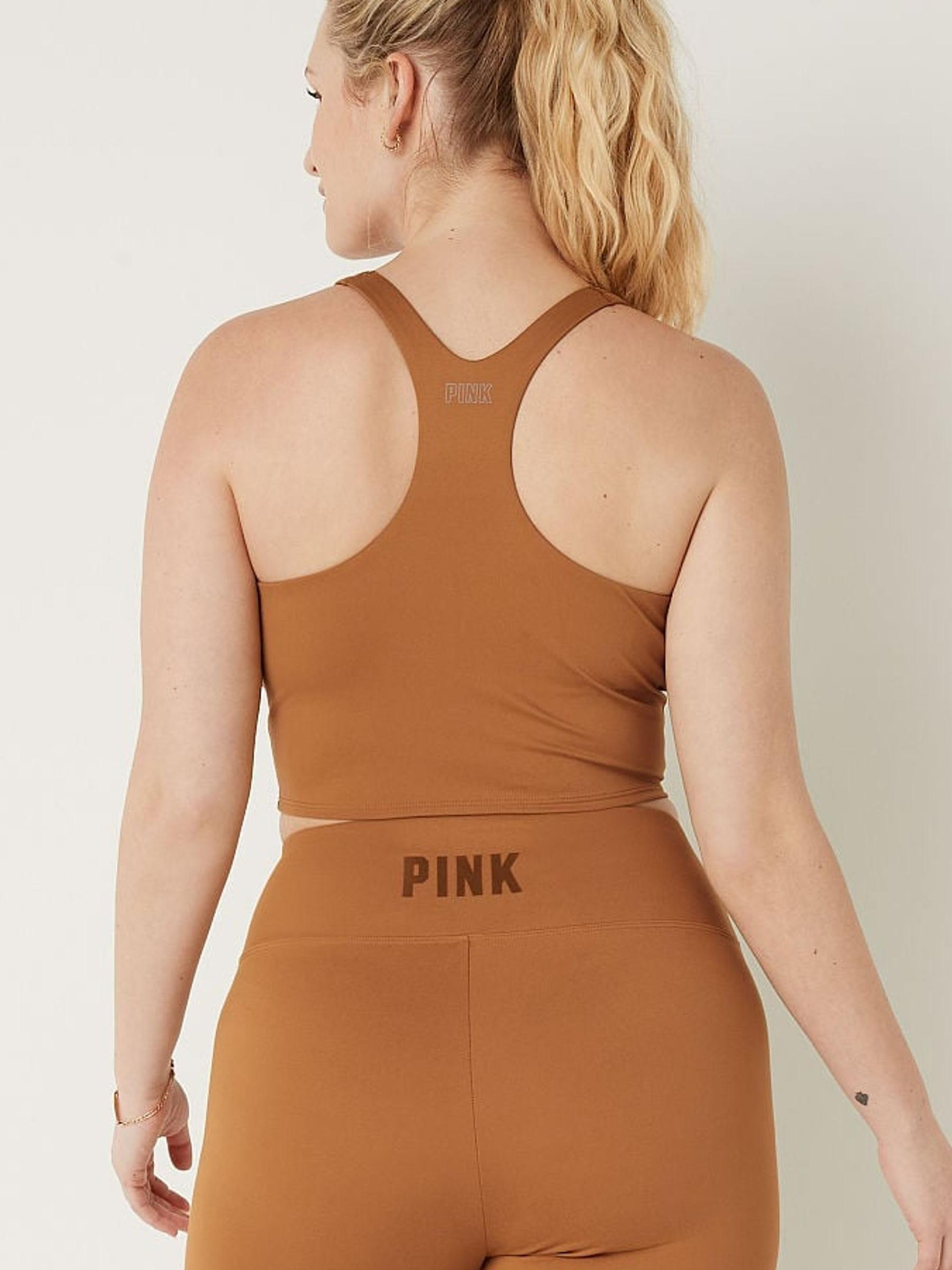 Warm Brown Smooth Lightly Lined Low Impact Sport Crop Top - Image 3 of 4