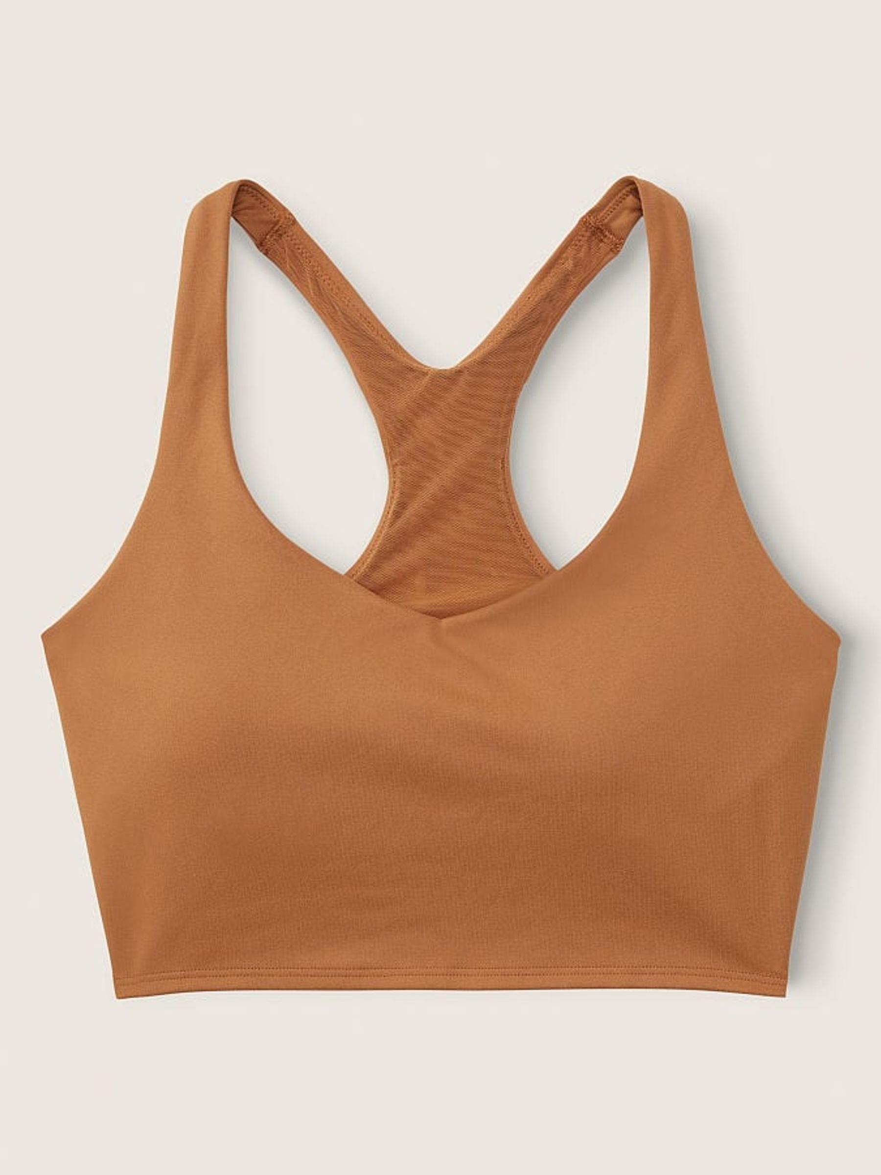 Warm Brown Smooth Lightly Lined Low Impact Sport Crop Top - Image 4 of 4