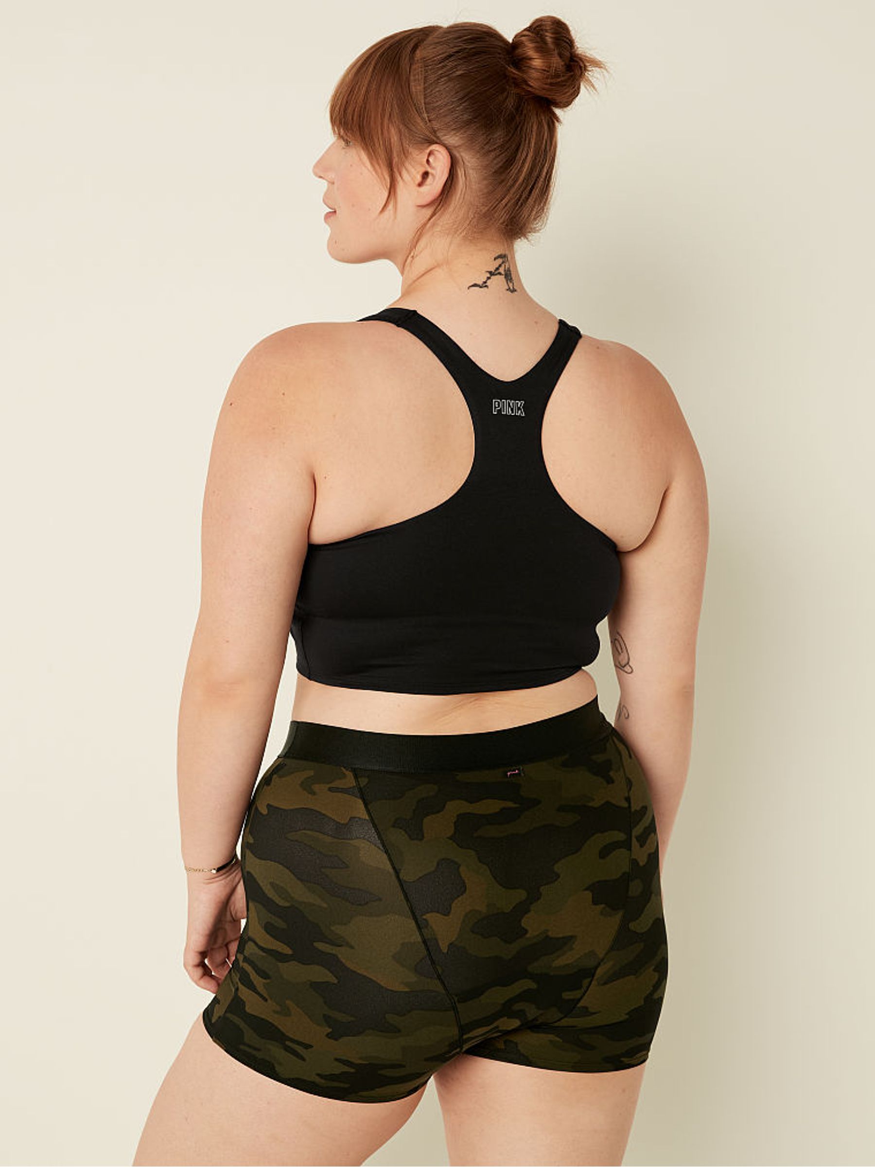 Black Smooth Lightly Lined Low Impact Sport Crop Top - Image 2 of 4