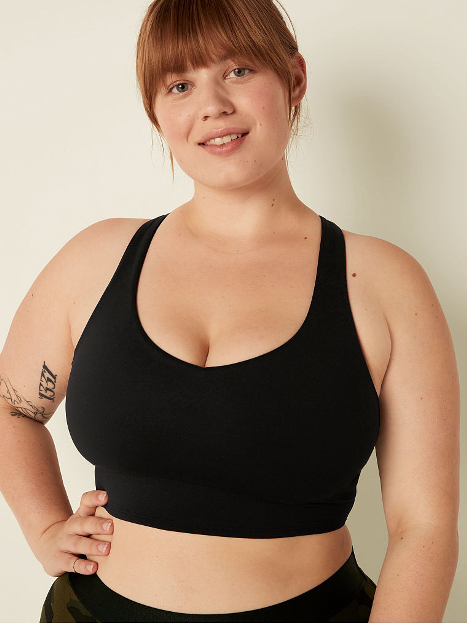 Black Smooth Lightly Lined Low Impact Sport Crop Top - Image 3 of 4