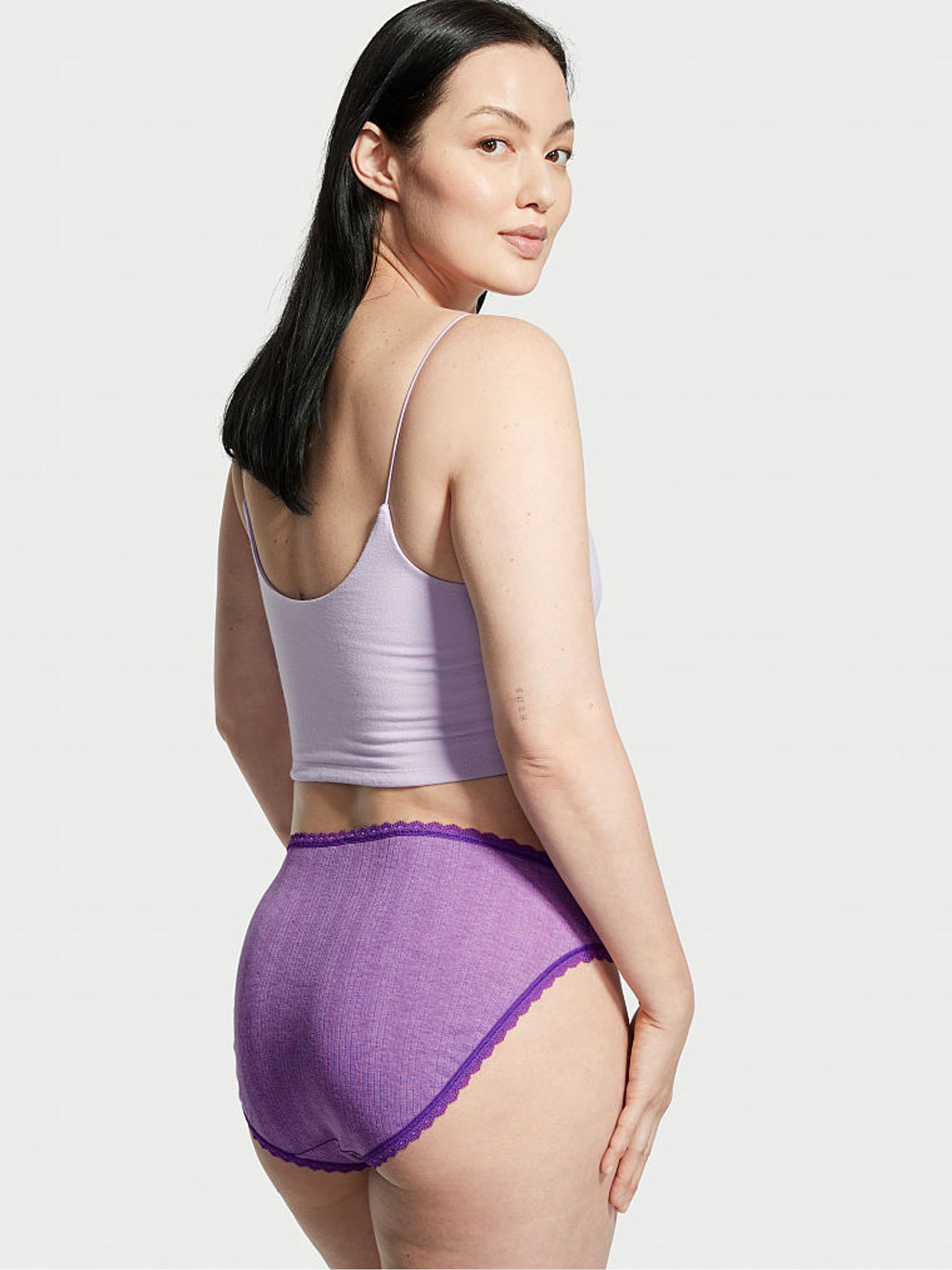 Wild Pansy Pink Stretch Cotton High Leg Brief Knickers - Image 2 of 3
