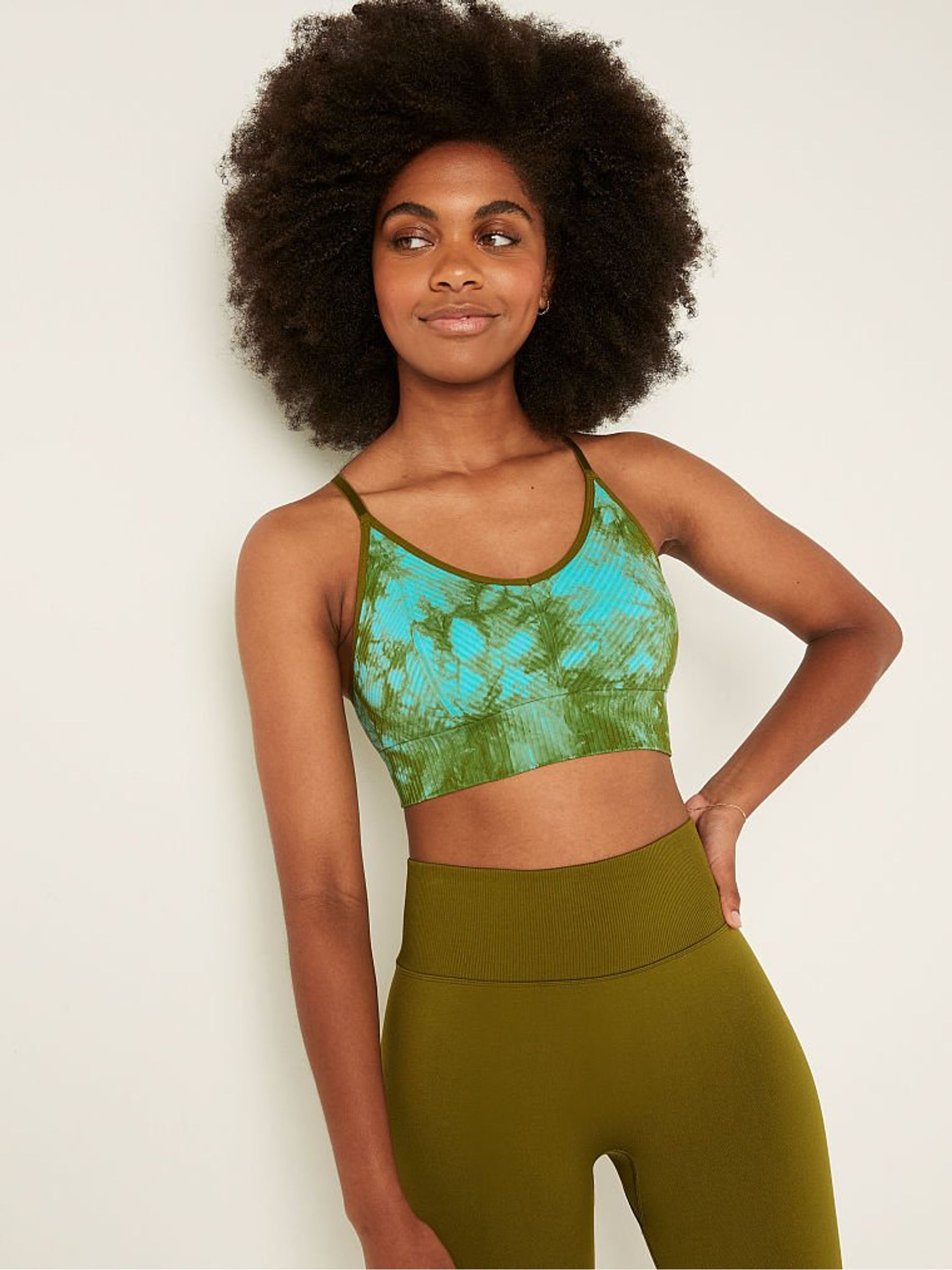 Hazel Green Tie Dye Seamless Lightly Lined Low Impact Sports Bra - Image 1 of 4