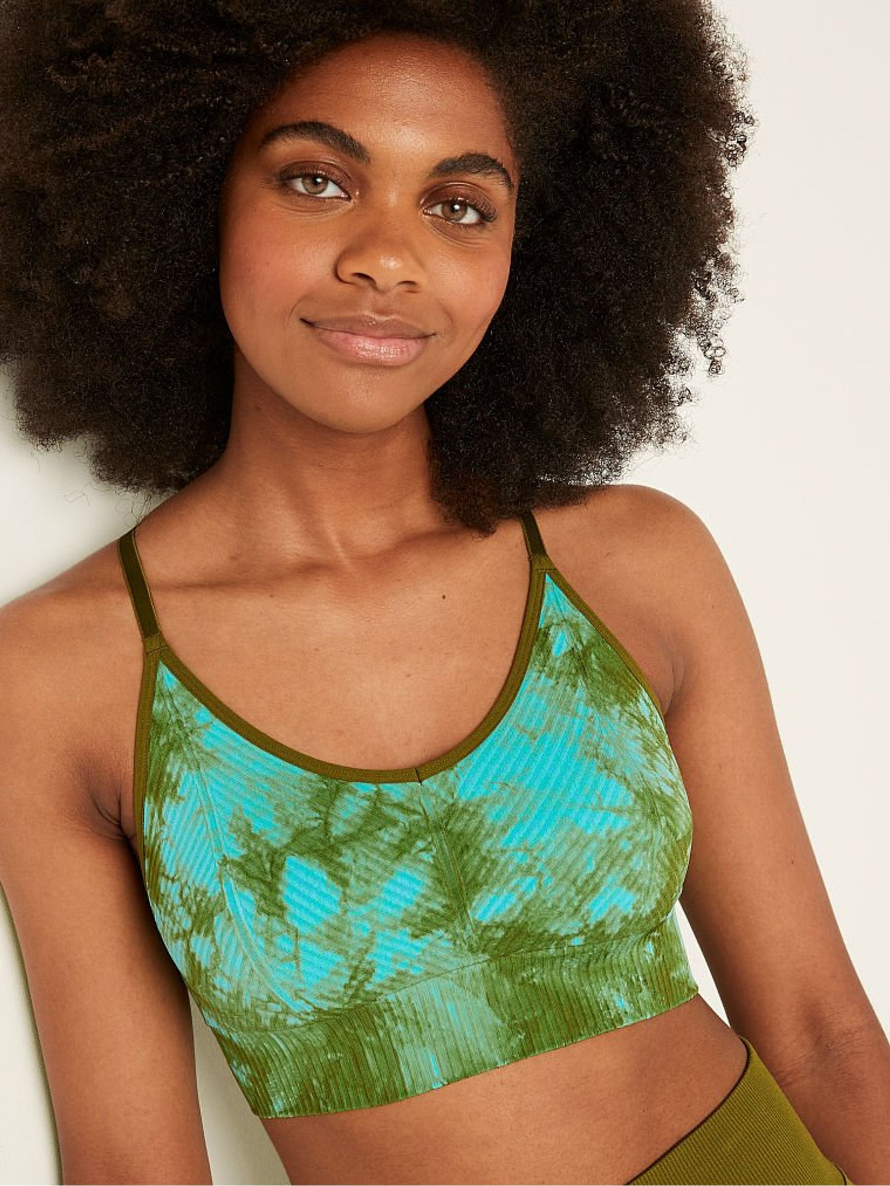 Hazel Green Tie Dye Seamless Lightly Lined Low Impact Sports Bra - Image 3 of 4