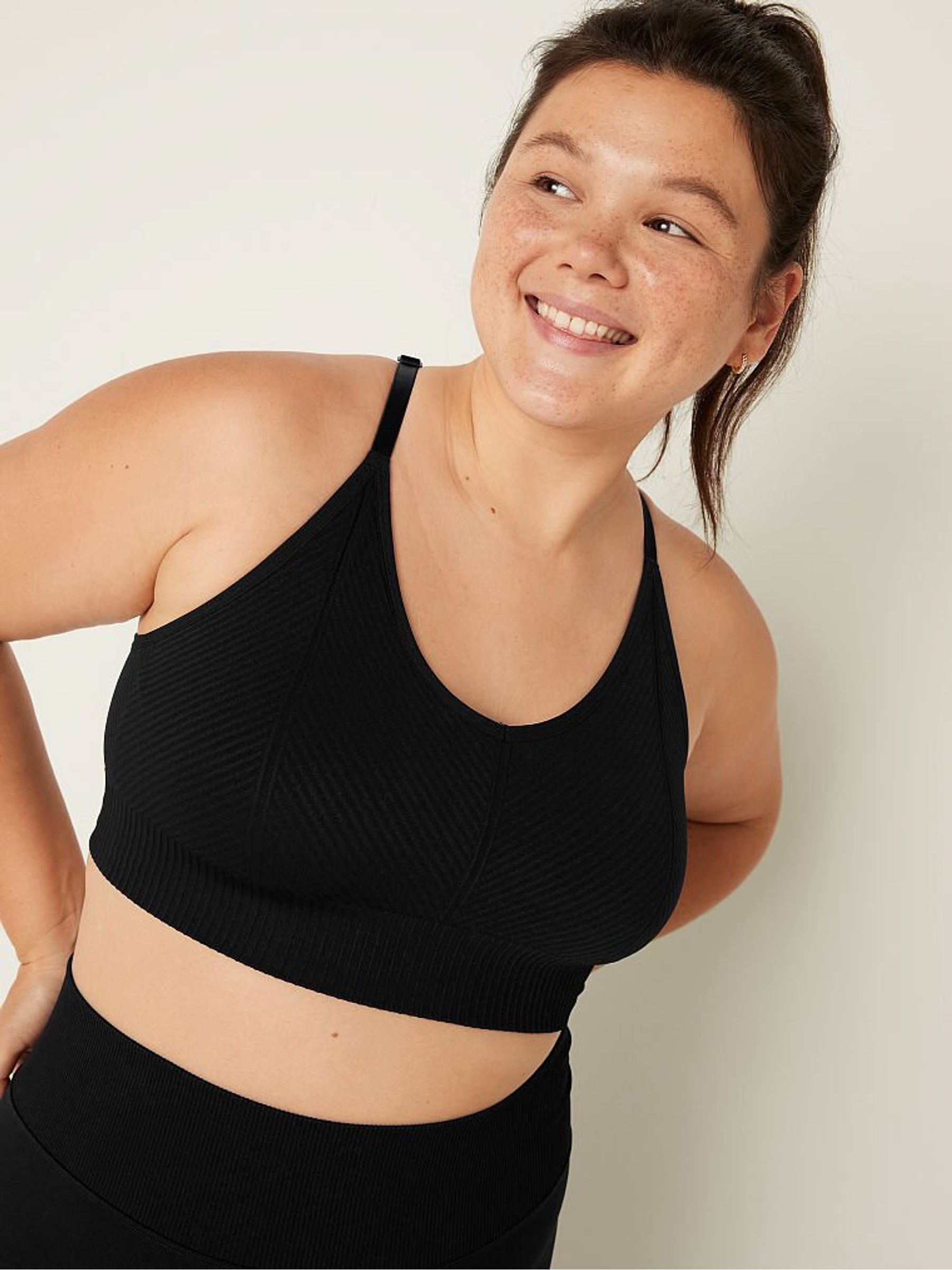 Pure Black Seamless Lightly Lined Low Impact Sports Bra - Image 1 of 4