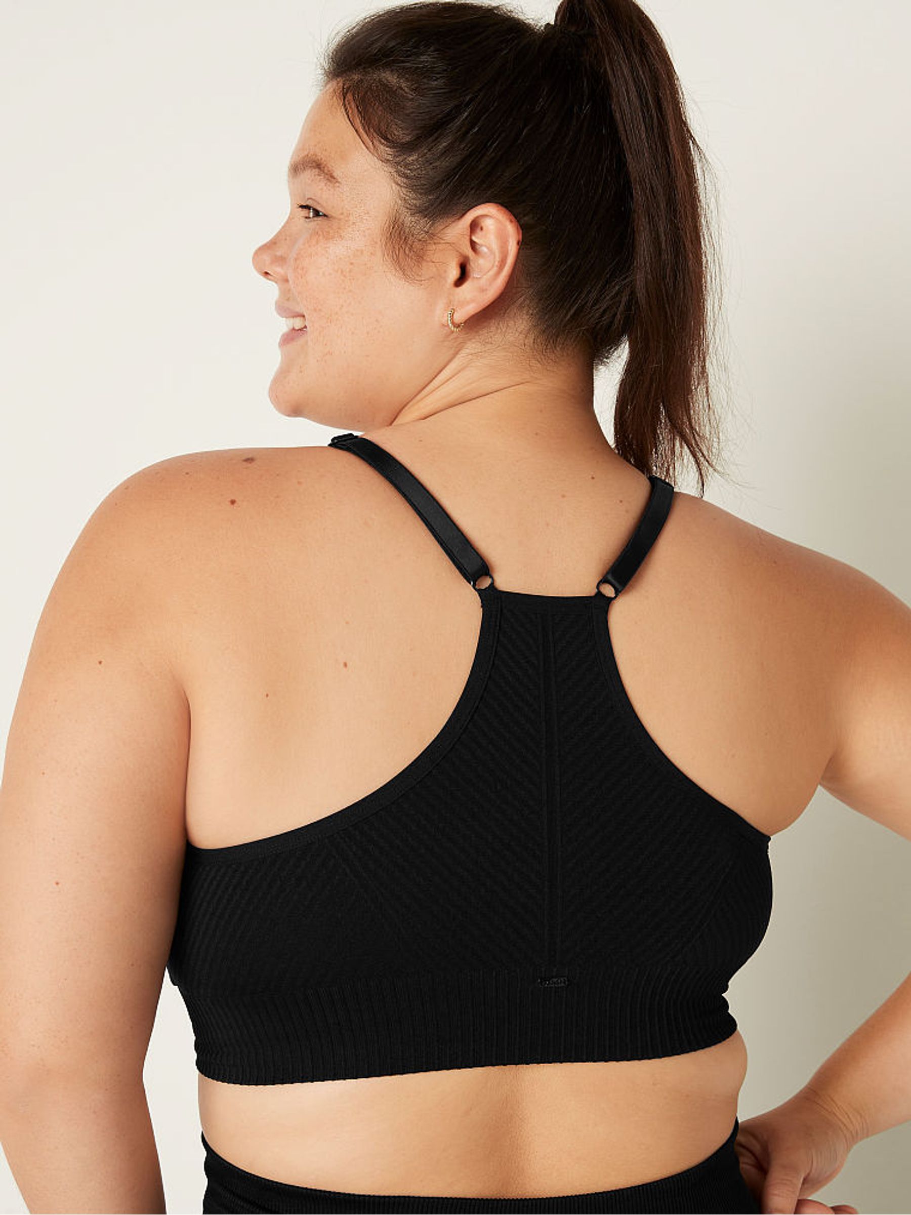 Pure Black Seamless Lightly Lined Low Impact Sports Bra - Image 2 of 4