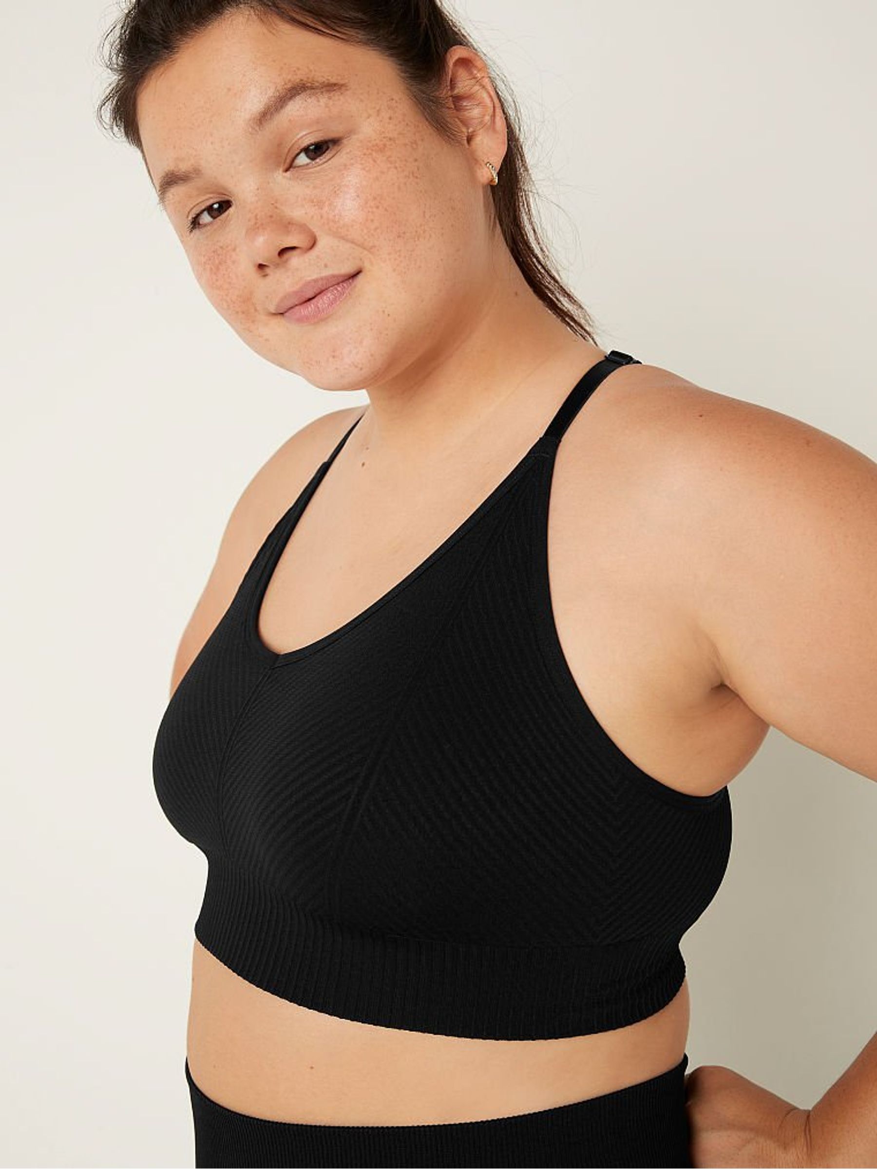 Pure Black Seamless Lightly Lined Low Impact Sports Bra - Image 3 of 4