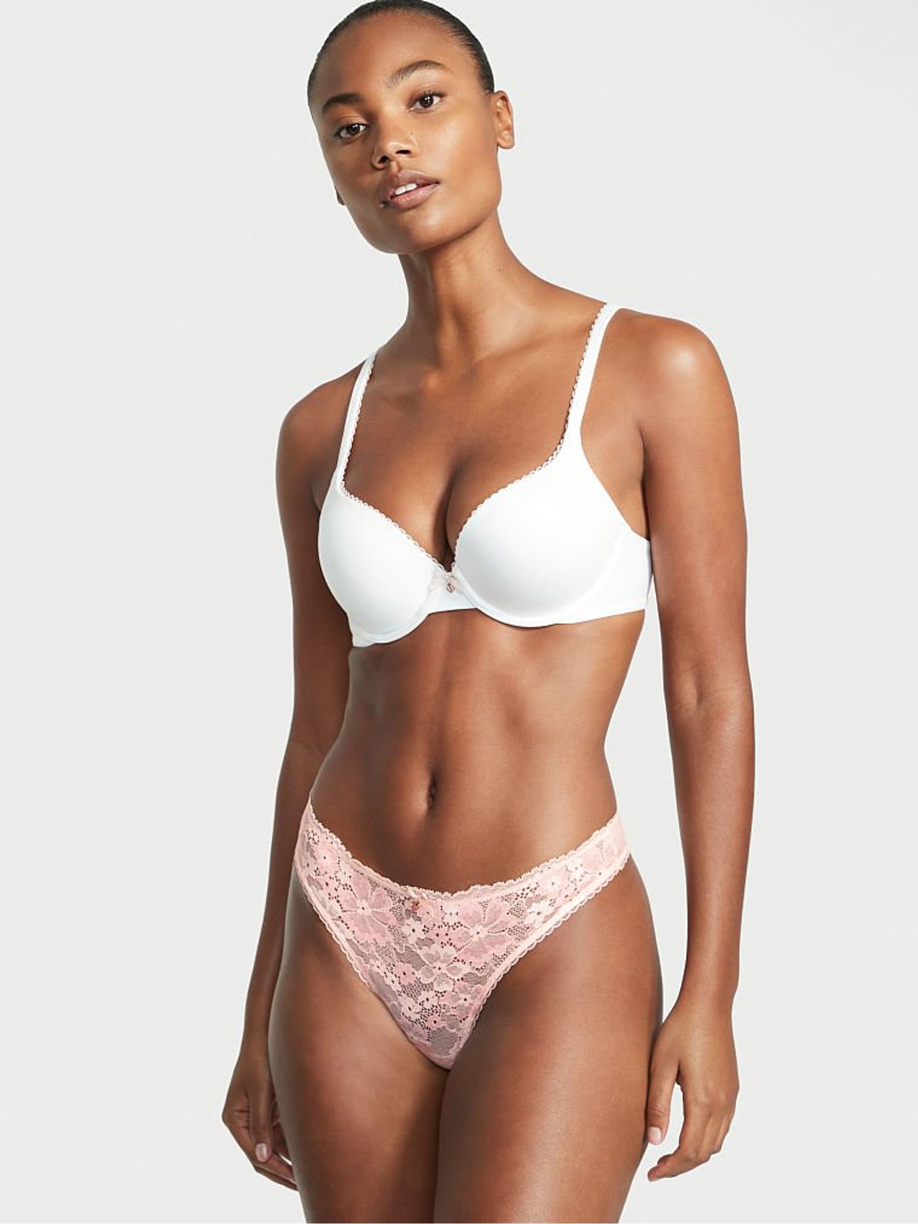 Purest Pink Lace Thong Knickers - Image 1 of 3