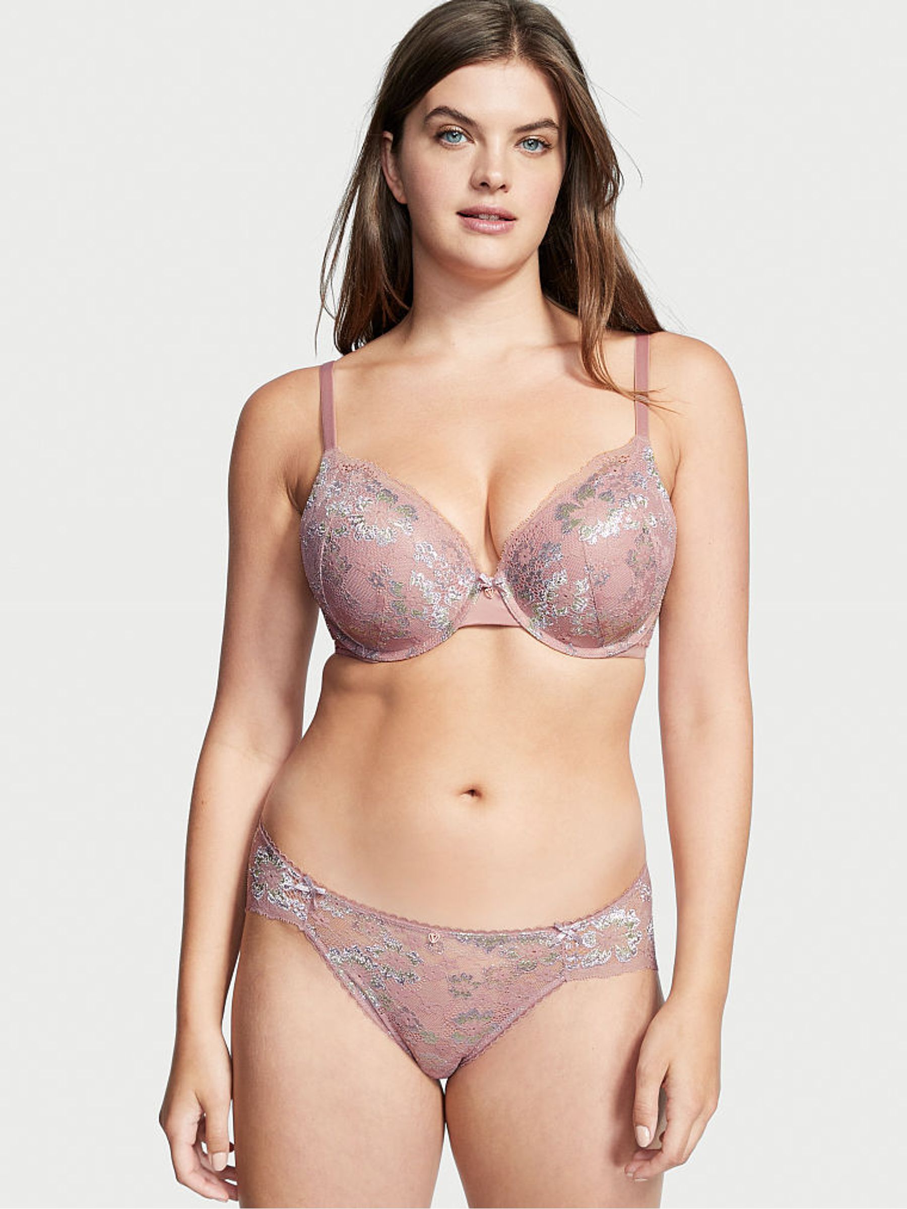 French Mauve Pink Lace Hipster Knickers - Image 1 of 3