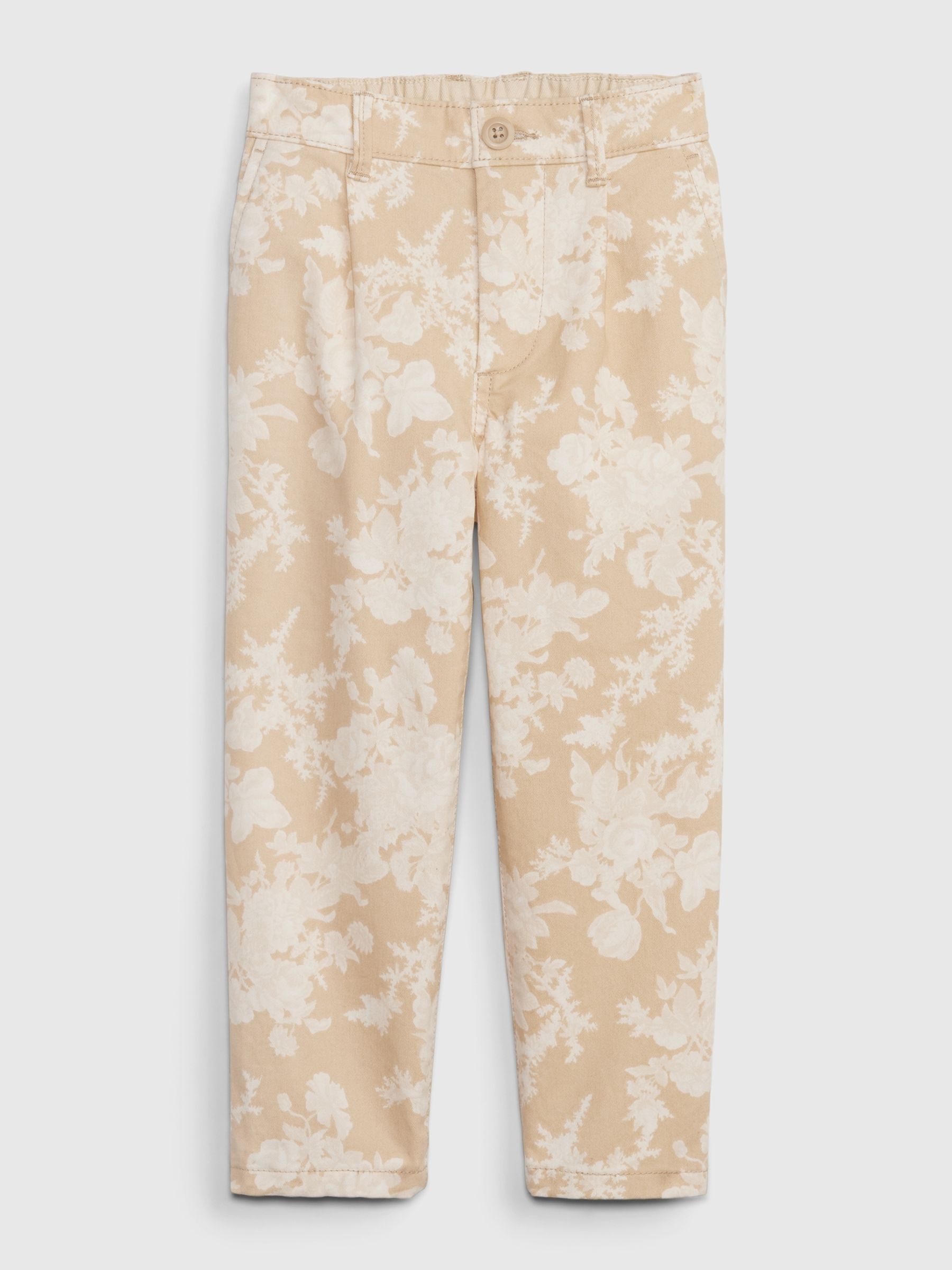Cream LoveShackFancy Toddler Floral Pleated Chinos - Image 2 of 4
