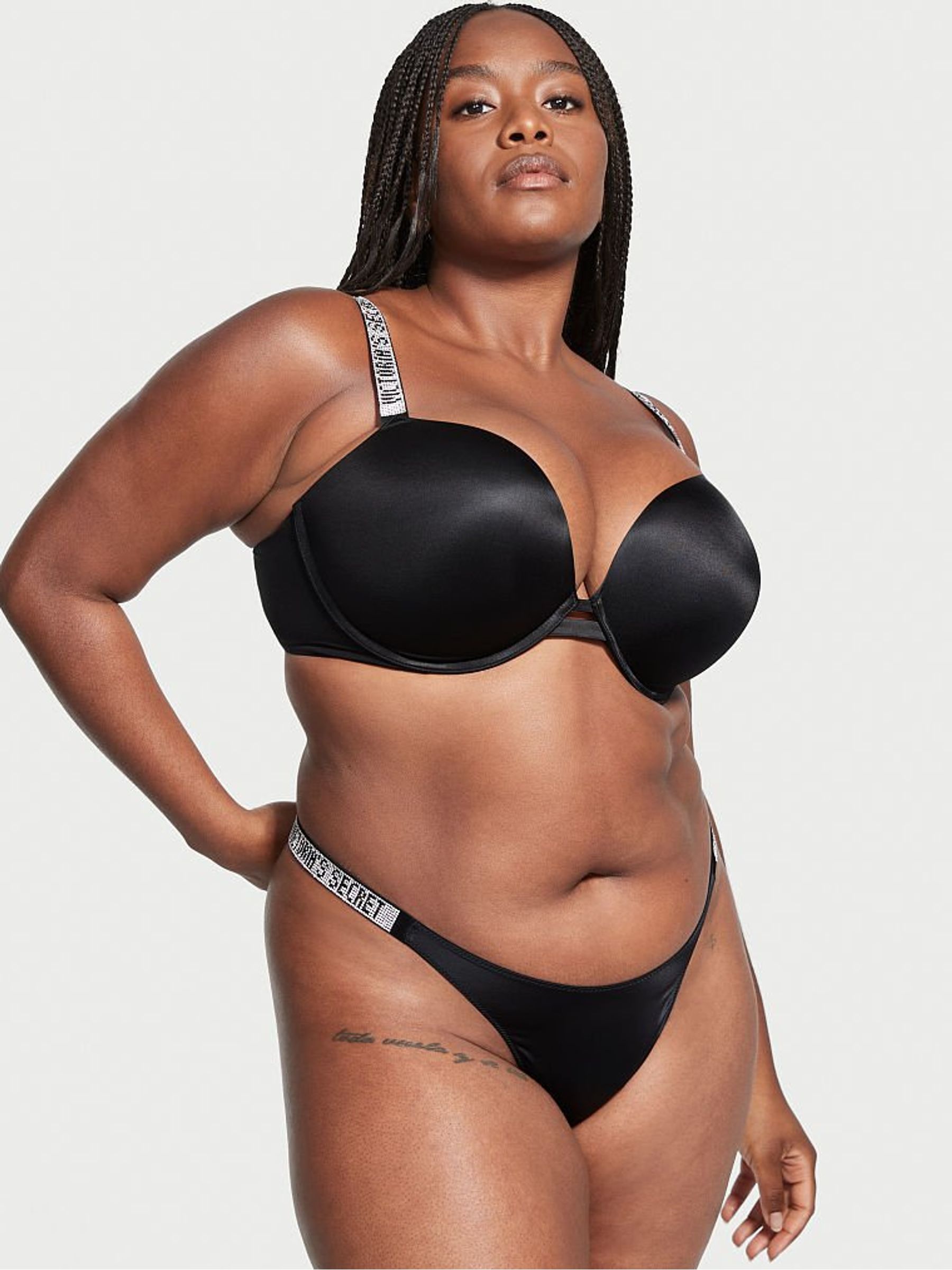 Black Smooth Shine Strap Push Up Bra - Image 3 of 5