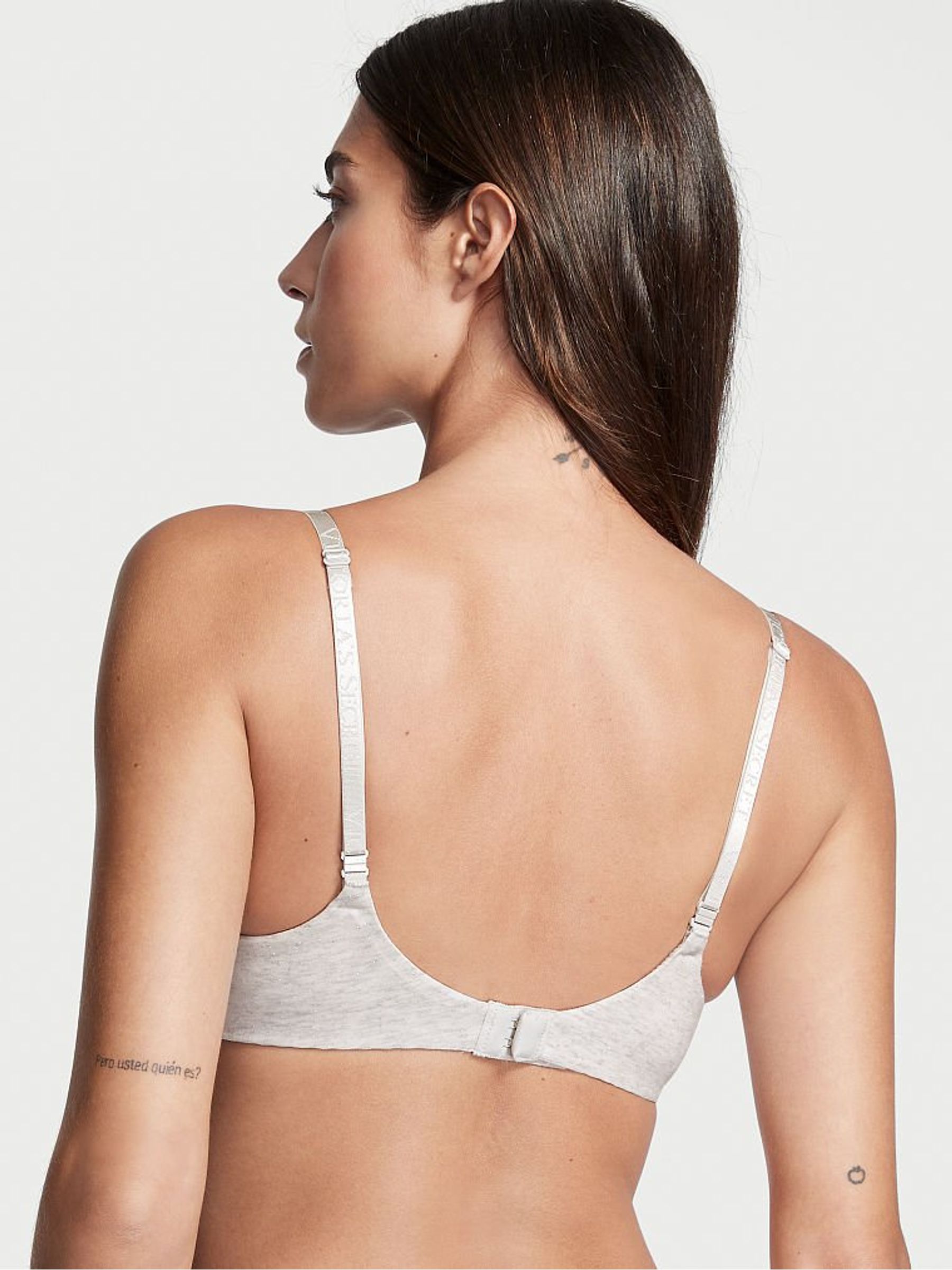 Heather Snow Grey Lightly Lined Demi Logo Strap T-Shirt Bra - Image 2 of 4