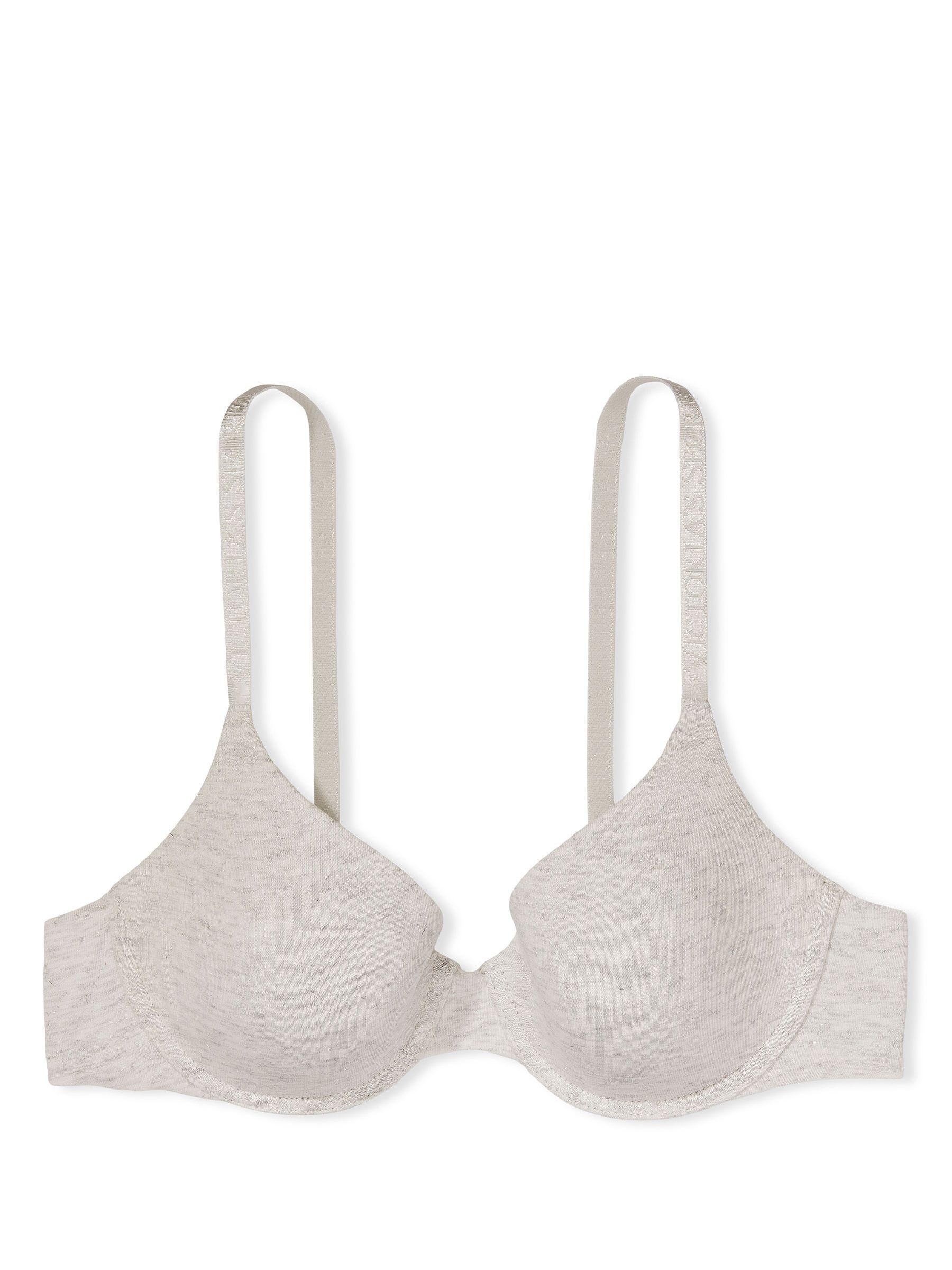 Heather Snow Grey Lightly Lined Demi Logo Strap T-Shirt Bra - Image 3 of 4