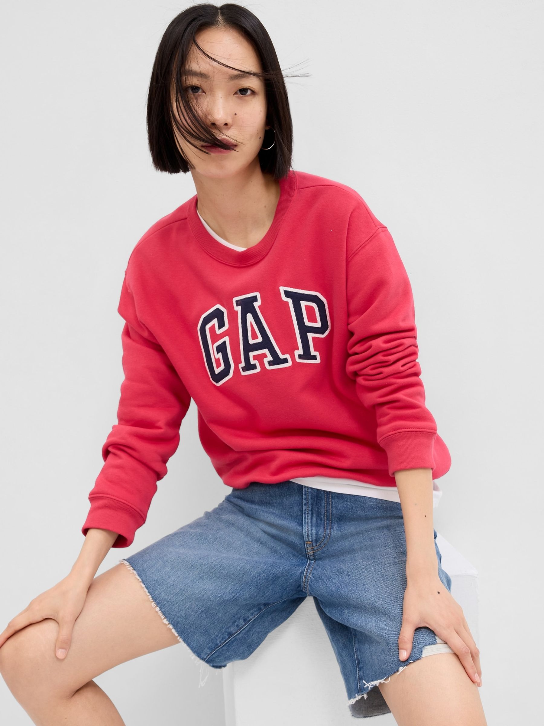 Burgundy Red Logo Crew Neck Long Sleeve Sweatshirt - Image 1 of 2