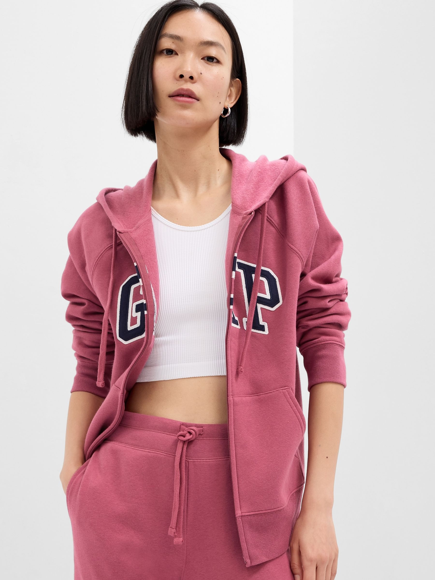 Pink Logo Zip Up Hoodie - Image 1 of 2