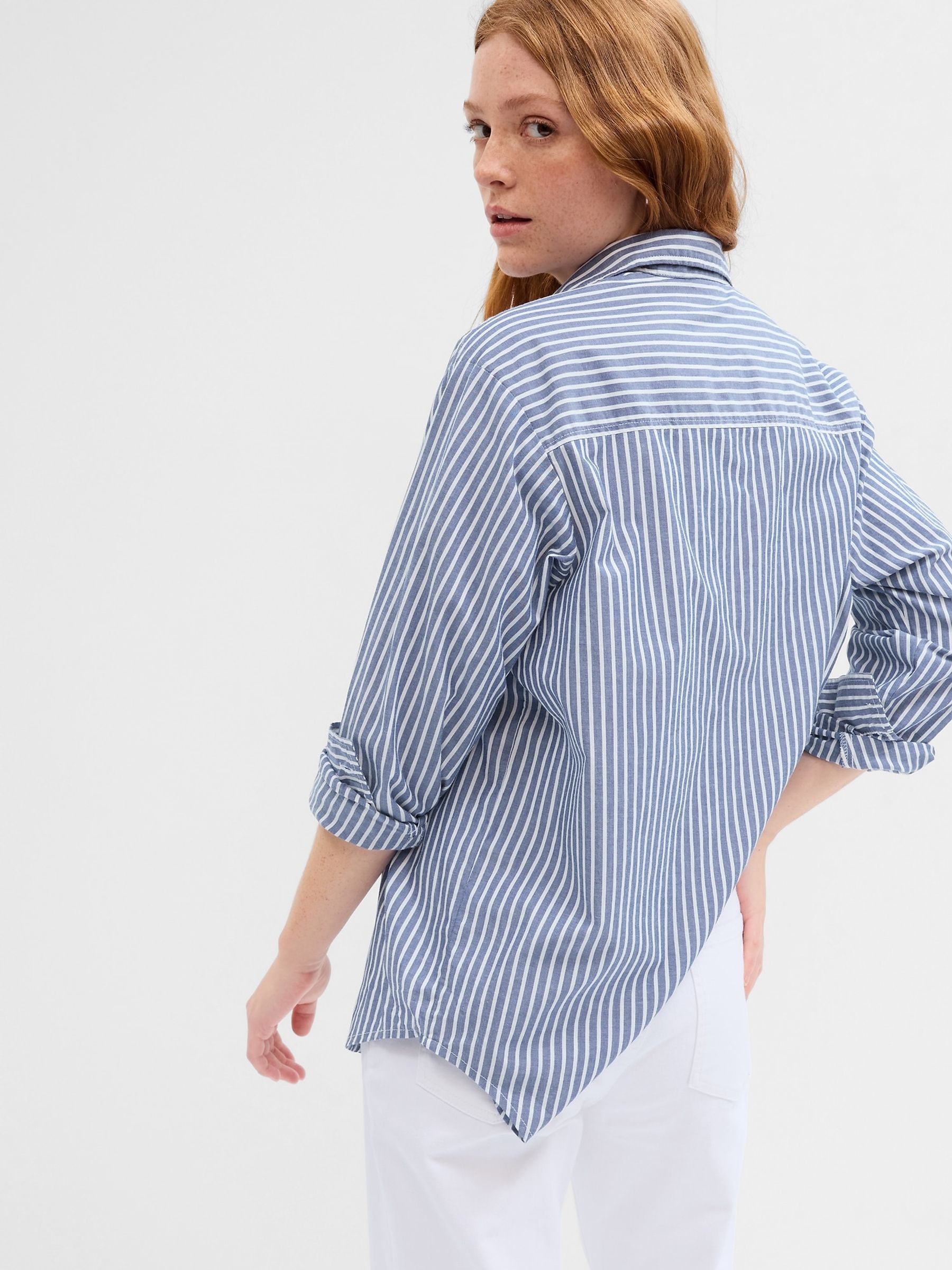 Blue Poplin Oversized Shirt - Image 2 of 4