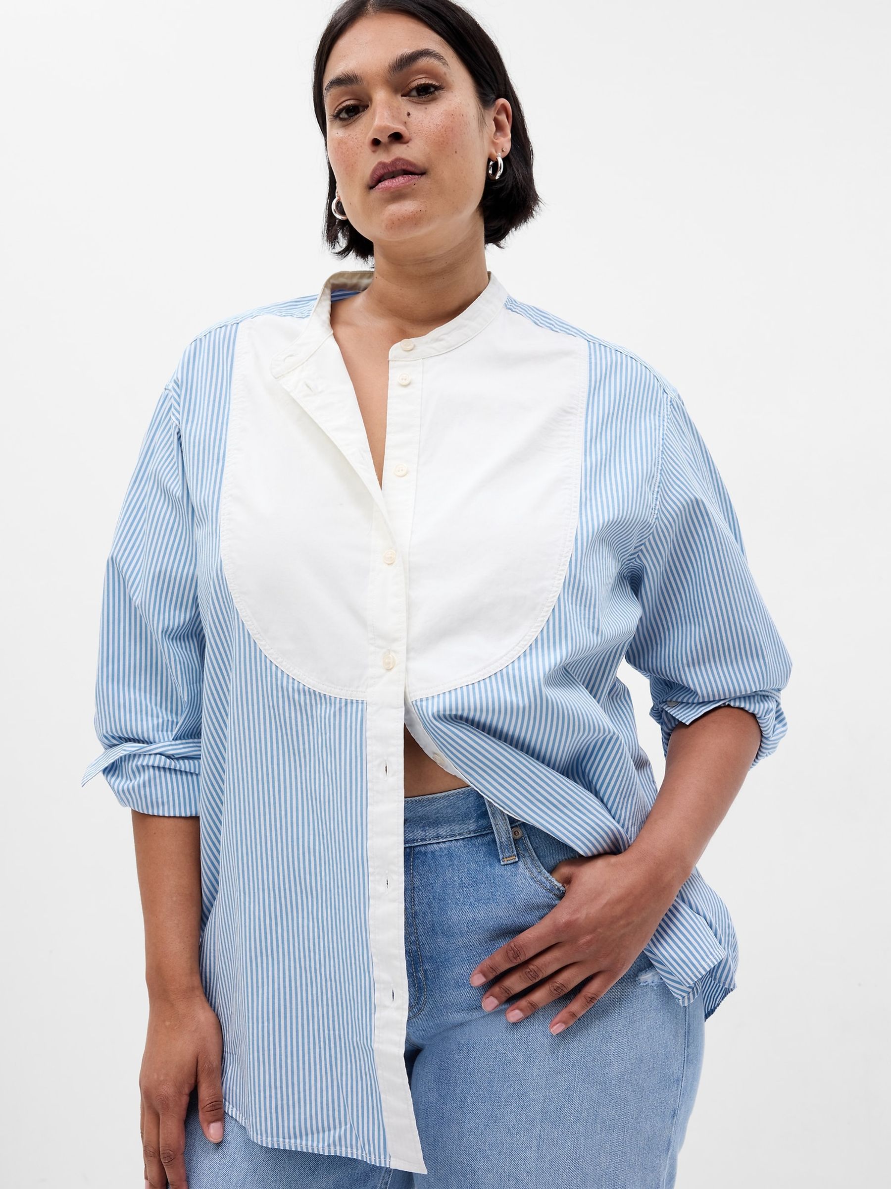 Blue Organic Cotton Stripe Oversized Shirt - Image 3 of 5