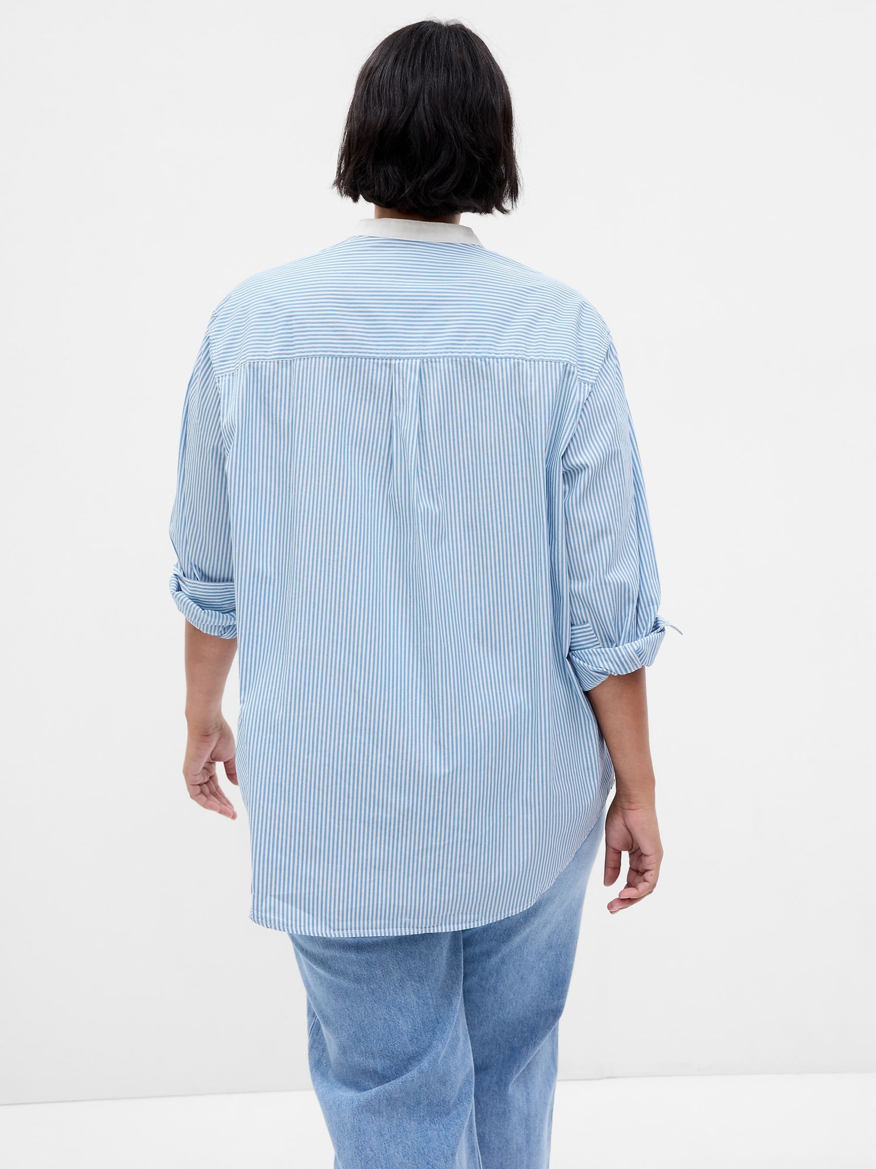 Blue Organic Cotton Stripe Oversized Shirt - Image 4 of 5