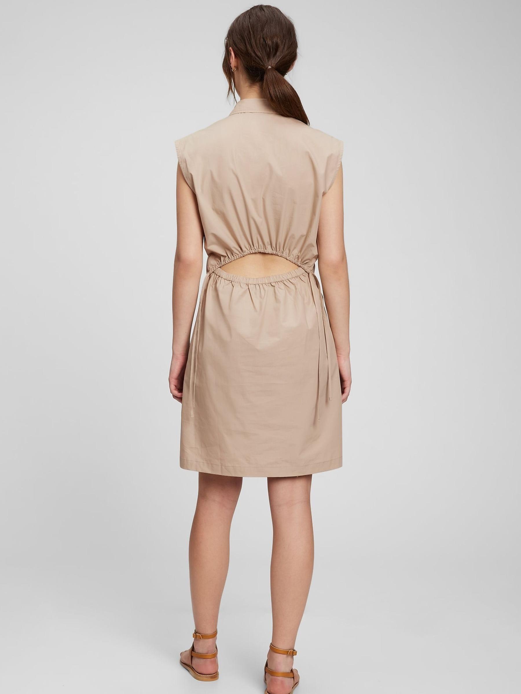 Beige Utility Sleeveless Shirtdress - Image 2 of 8