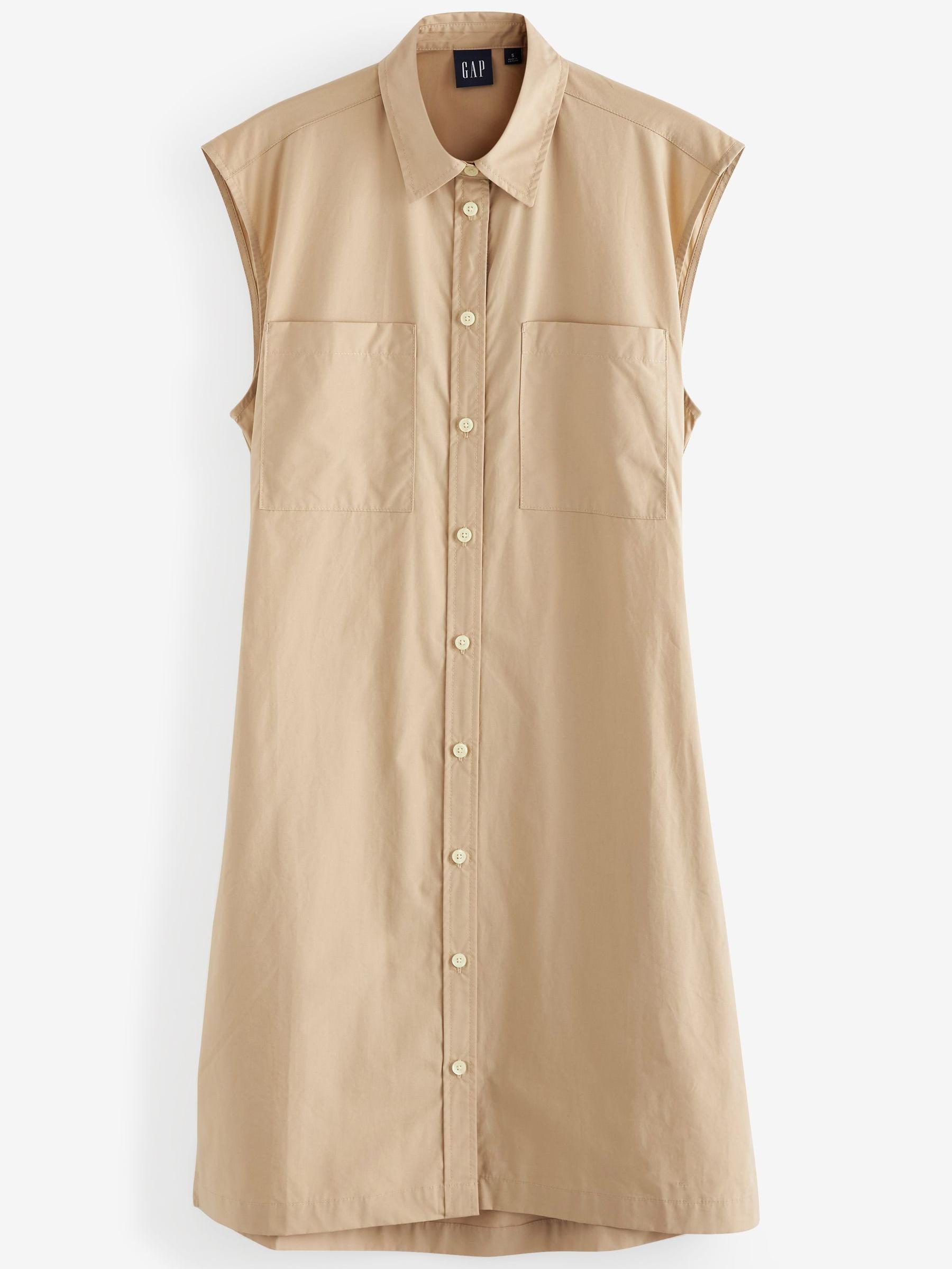 Beige Utility Sleeveless Shirtdress - Image 8 of 8