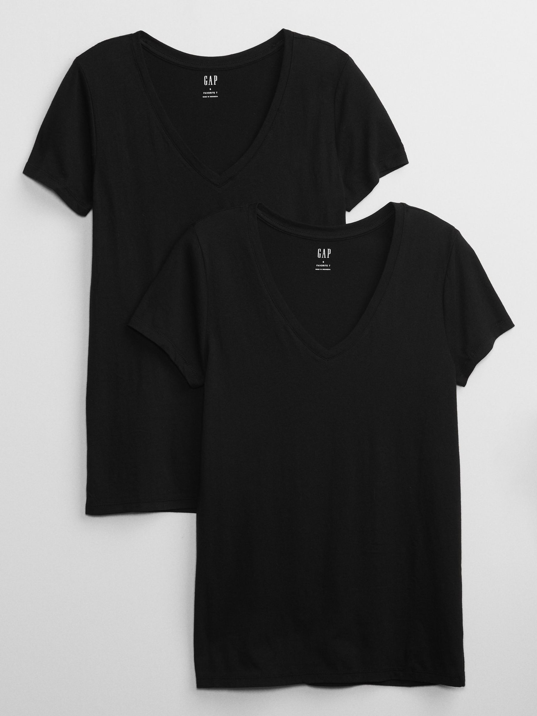 Black Favourite V-Neck T-Shirt 2-Pack - Image 1 of 1