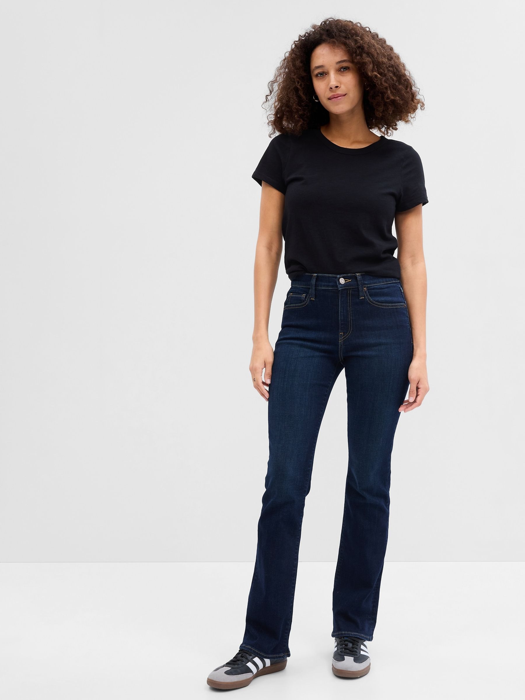 Dark Wash Blue Bootcut Stretch Mid Rise Jeans - Image 1 of 5