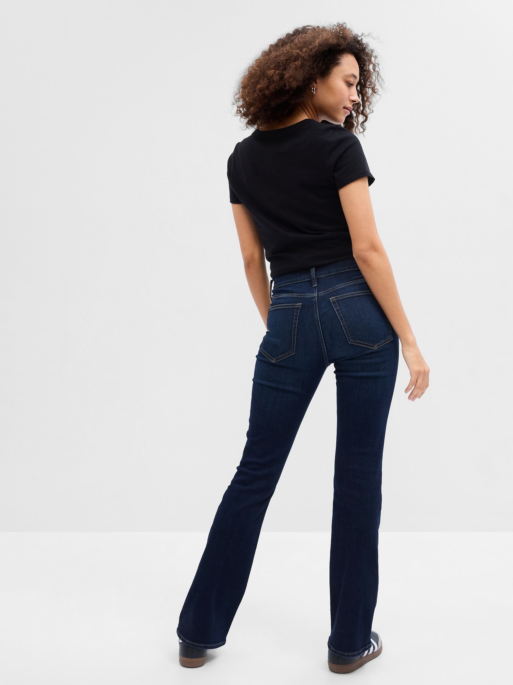 Dark Wash Blue Bootcut Stretch Mid Rise Jeans - Image 2 of 5
