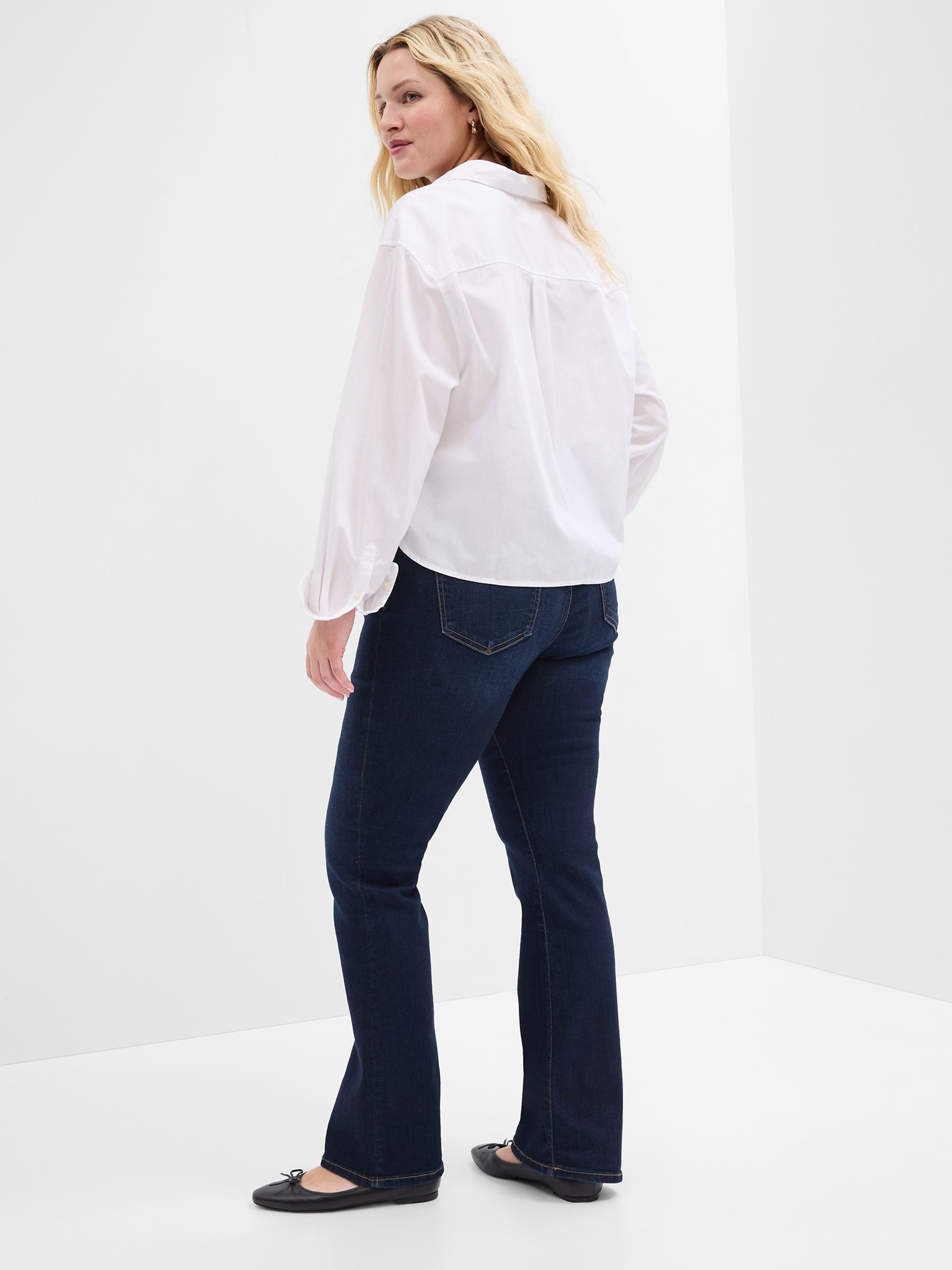 Dark Wash Blue Bootcut Stretch Mid Rise Jeans - Image 4 of 5