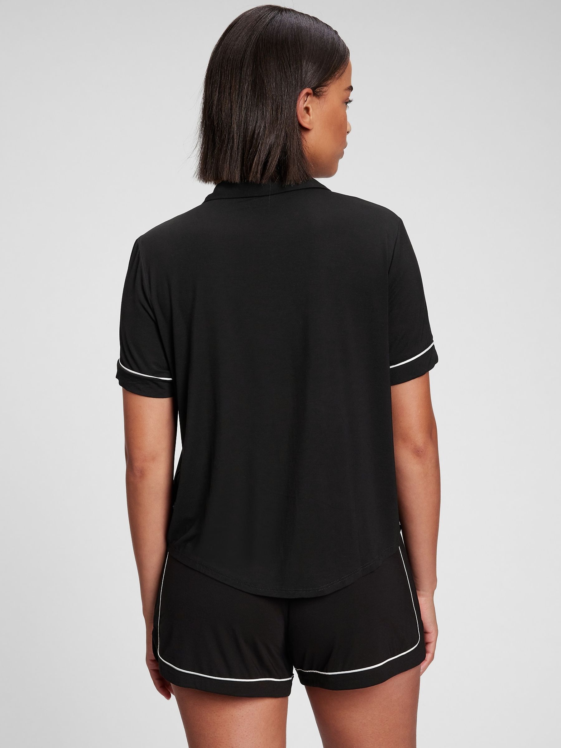 Black Short Sleeve Modal Pyjama Shirt - Image 1 of 3