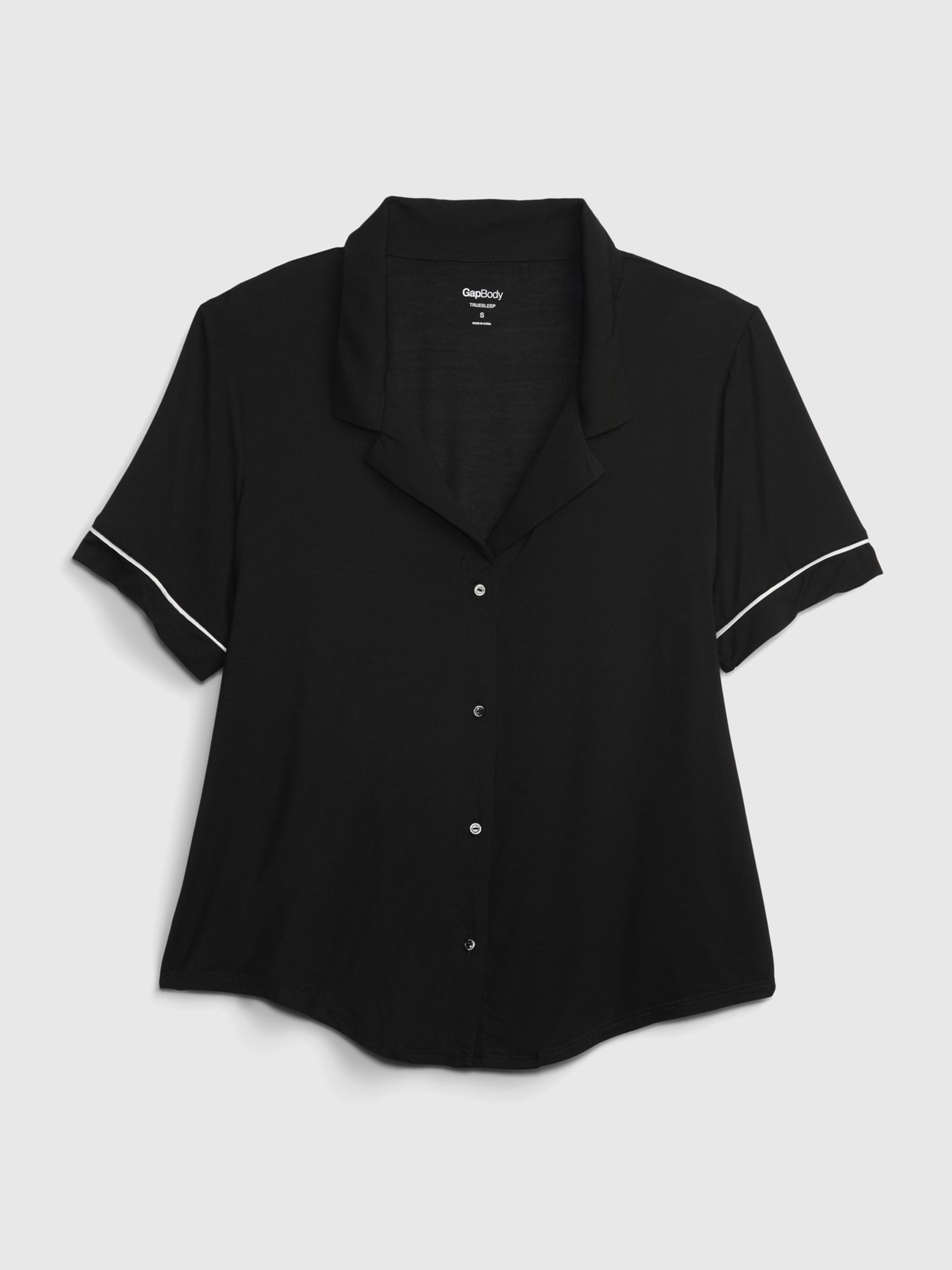 Black Short Sleeve Modal Pyjama Shirt - Image 3 of 3