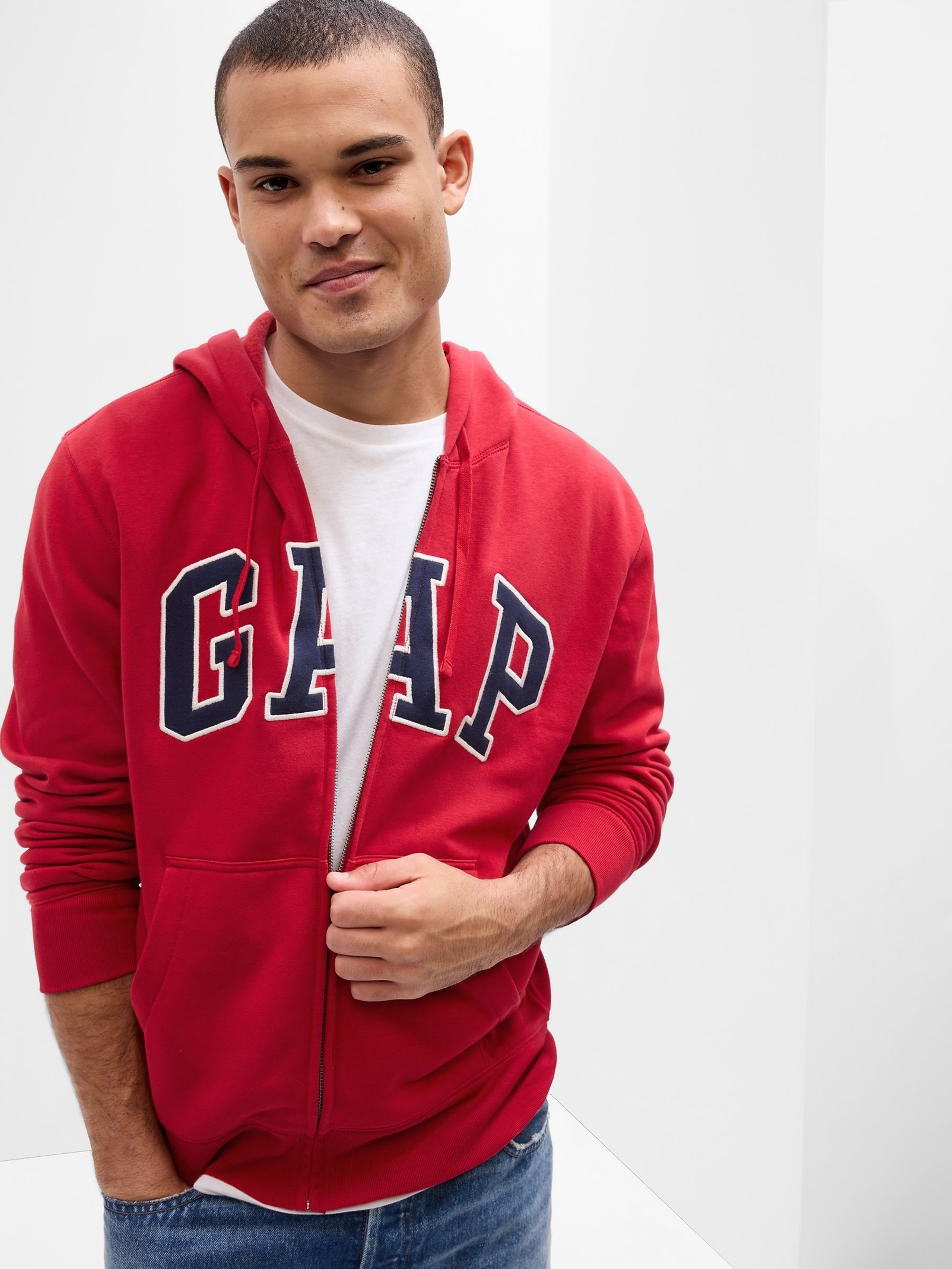 Red Logo Zip Up Hoodie - Image 1 of 4